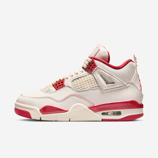 New Season 2026-JRDN, Air Jordan 4 Retro 'Pale Ivory and Tough Red', Women's Shoes