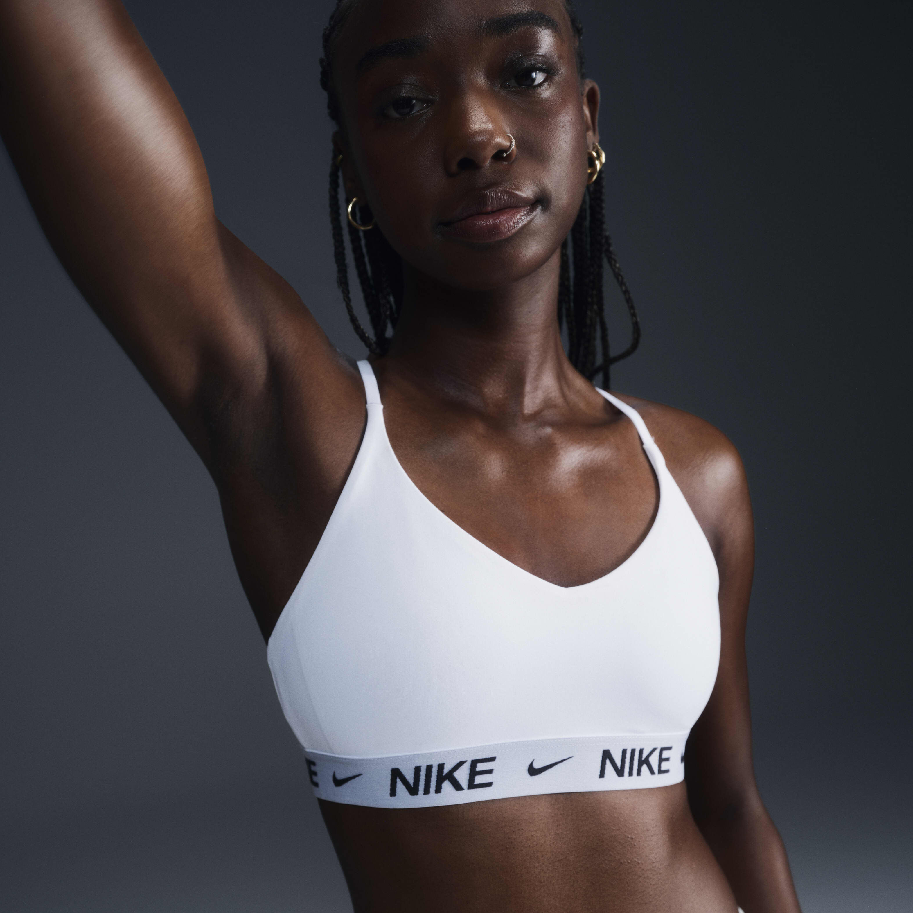 Buy Nike Indy Light Support Women s Padded Adjustable Sports Bra White Black Nike Saudi Official