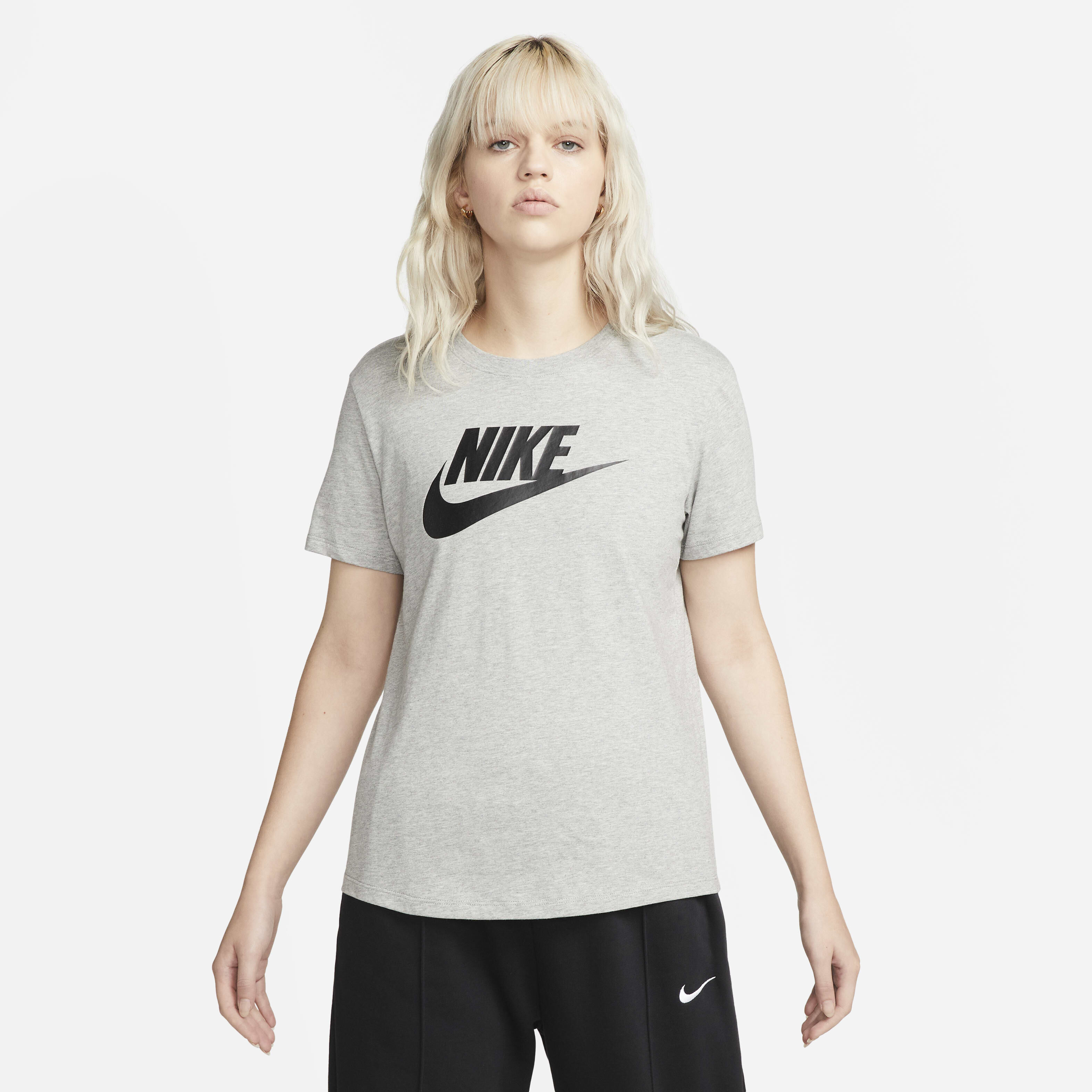Buy Nike Sportswear Essentials Women s Logo T Shirt Dark Grey Heather White Nike Saudi Official