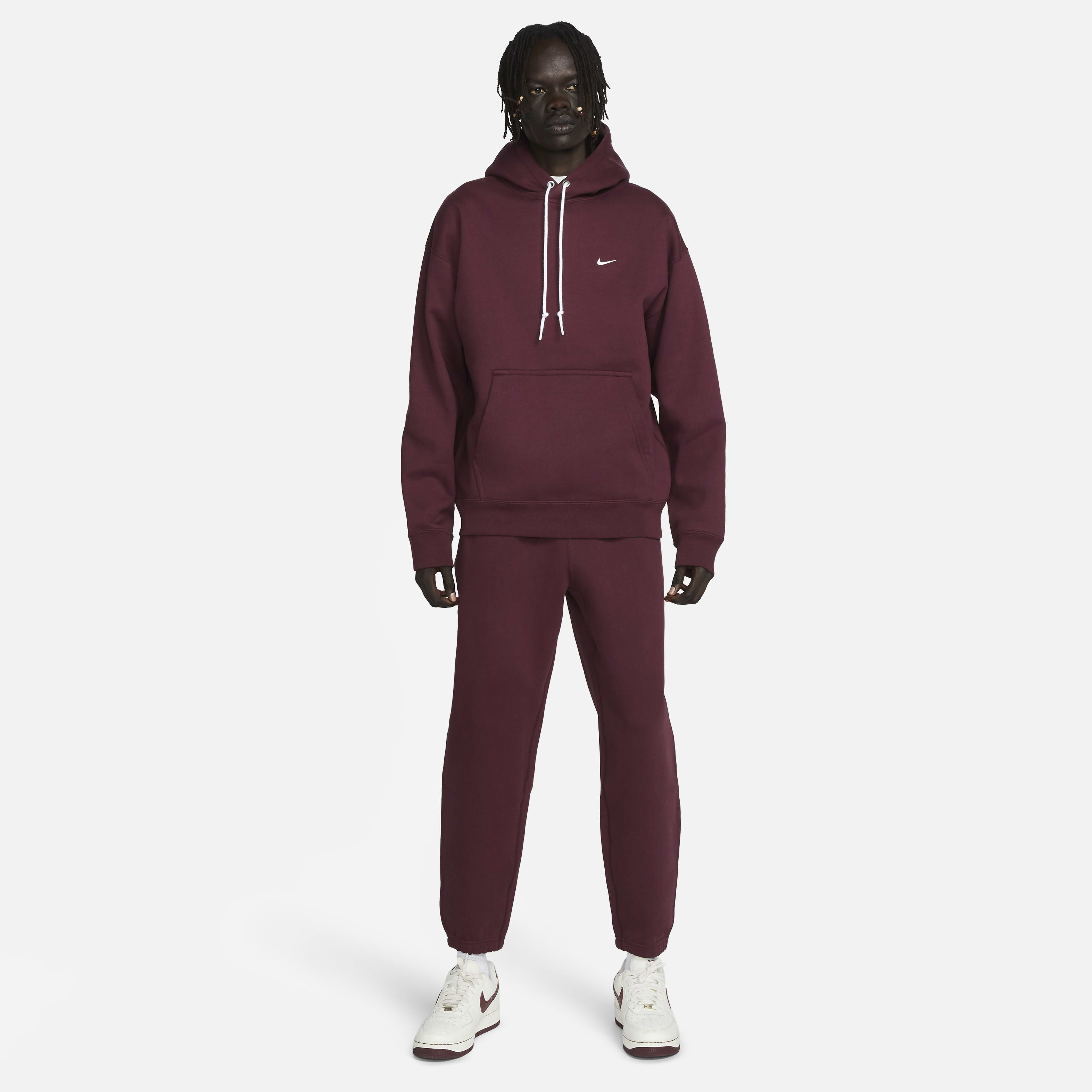 ★★Nike★★ Solo Swoosh Fleece Pullover Hoodie M Burgundy C Buy Nike Solo Swoosh Men's Fleece Pullover Hoodie - Night