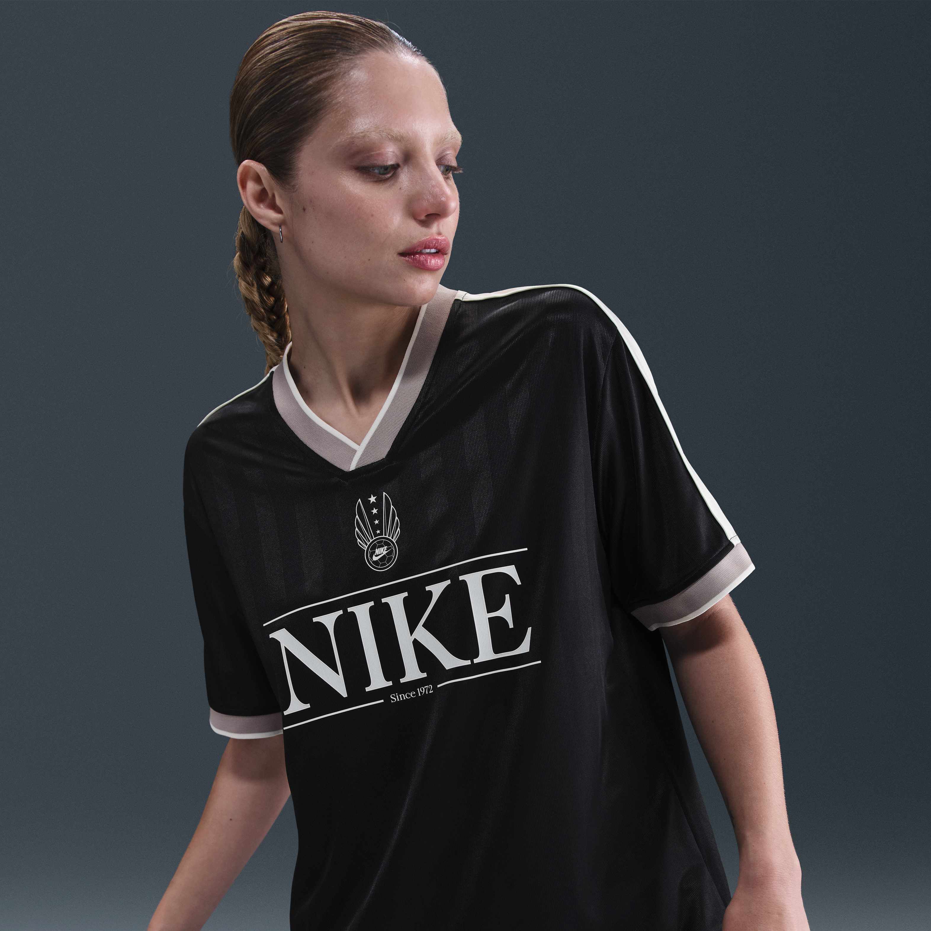 Buy Nike Sportswear Women's V-Neck Jersey Top - Black/Sail/College
