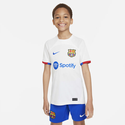 Kits & Jerseys-Nike, F.C. Barcelona 2023/24 Stadium Away, Older Kids' Nike Dri-FIT Football Shirt