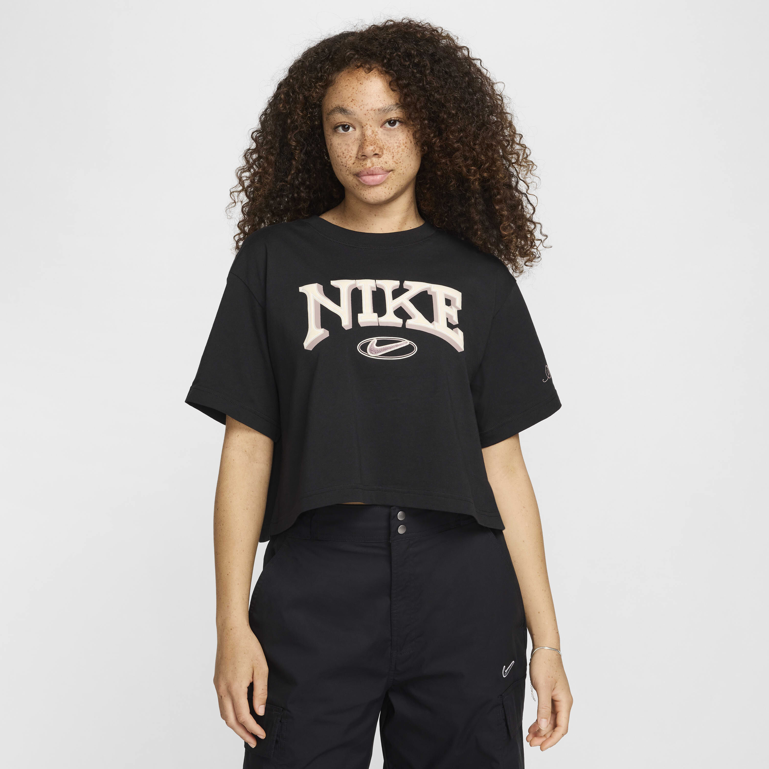 ★★Nike★★ Sportswear Loose Short Sleeve Crop T-Shirt W Bl Nike Sportswear Women's Loose Short-Sleeve Graphic T-Shirt