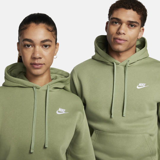 Nike club fleece hoodie olive green hot sale