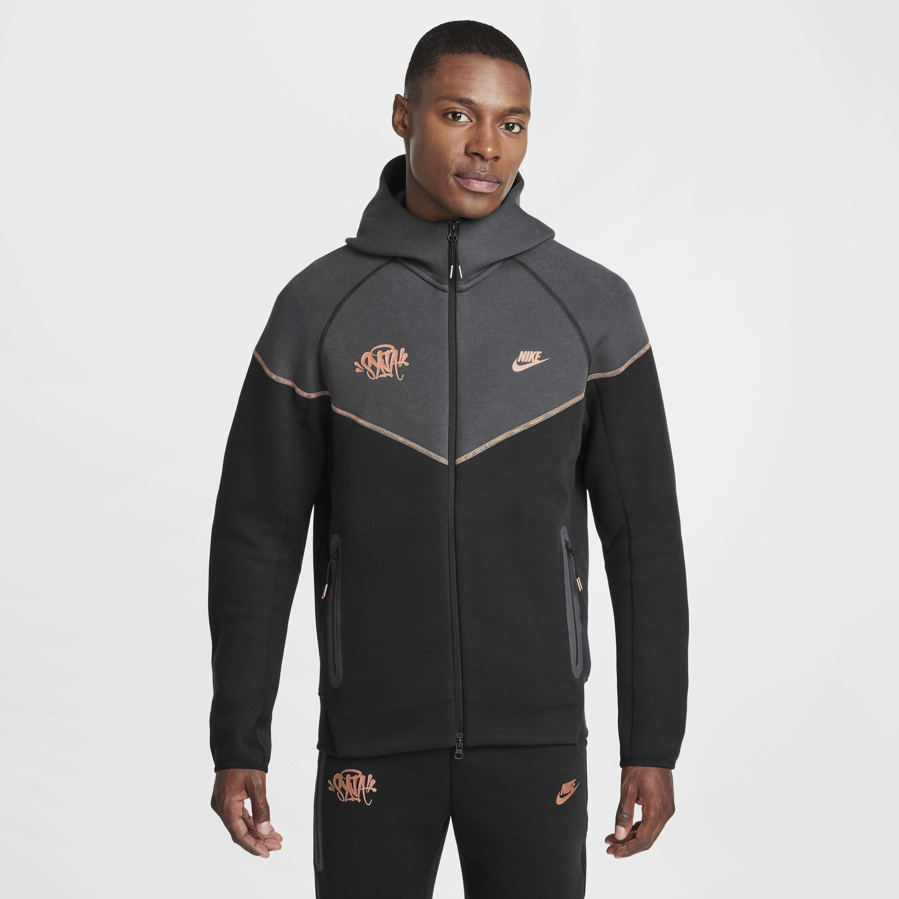 Buy Nike Tech Fleece Windrunner x Central Cee Men s Full Zip Hoodie Black Anthracite Metallic Red Bronze Nike Saudi Official