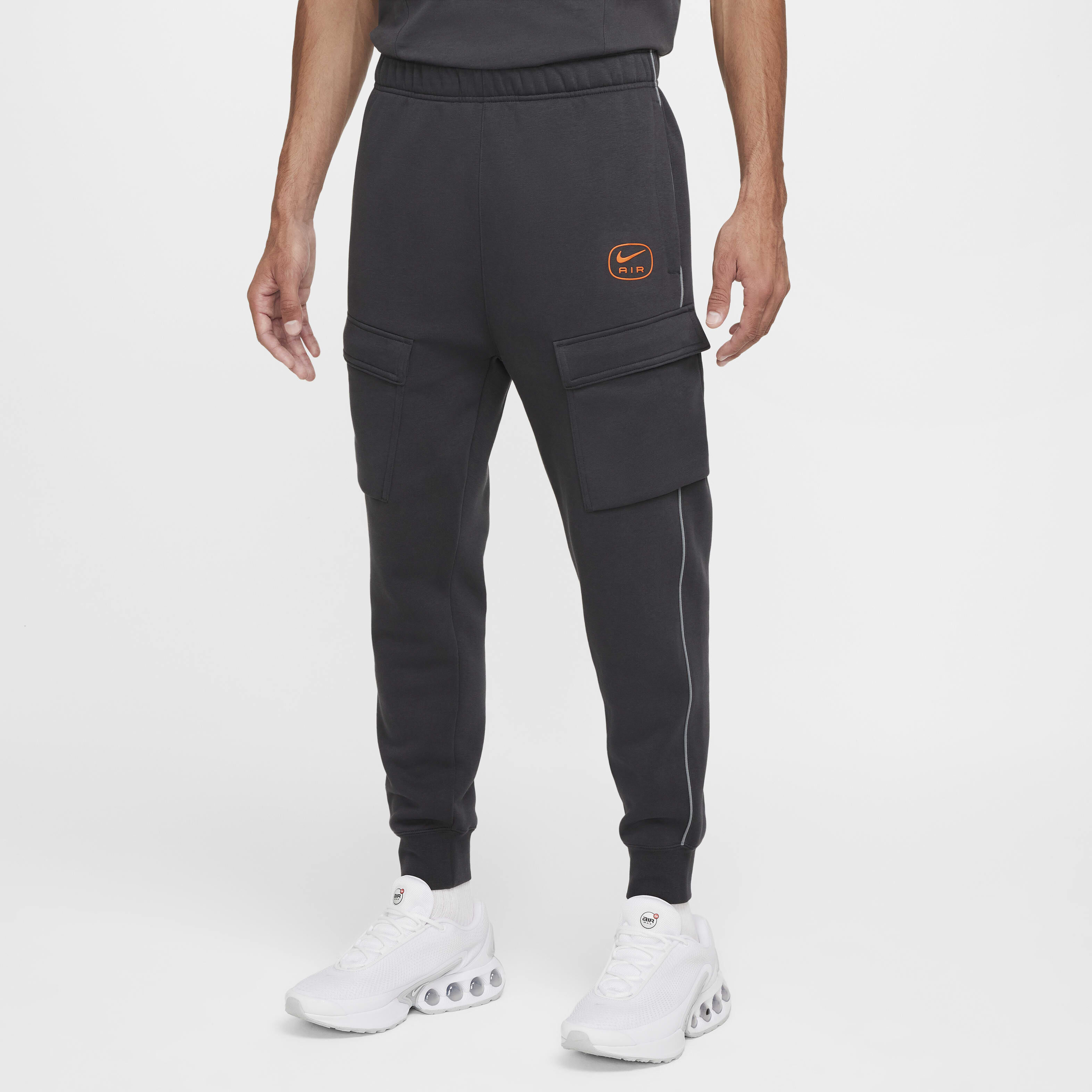 Buy Nike Air Men s Fleece Cargo Trousers Anthracite Safety Orange Nike Saudi Official