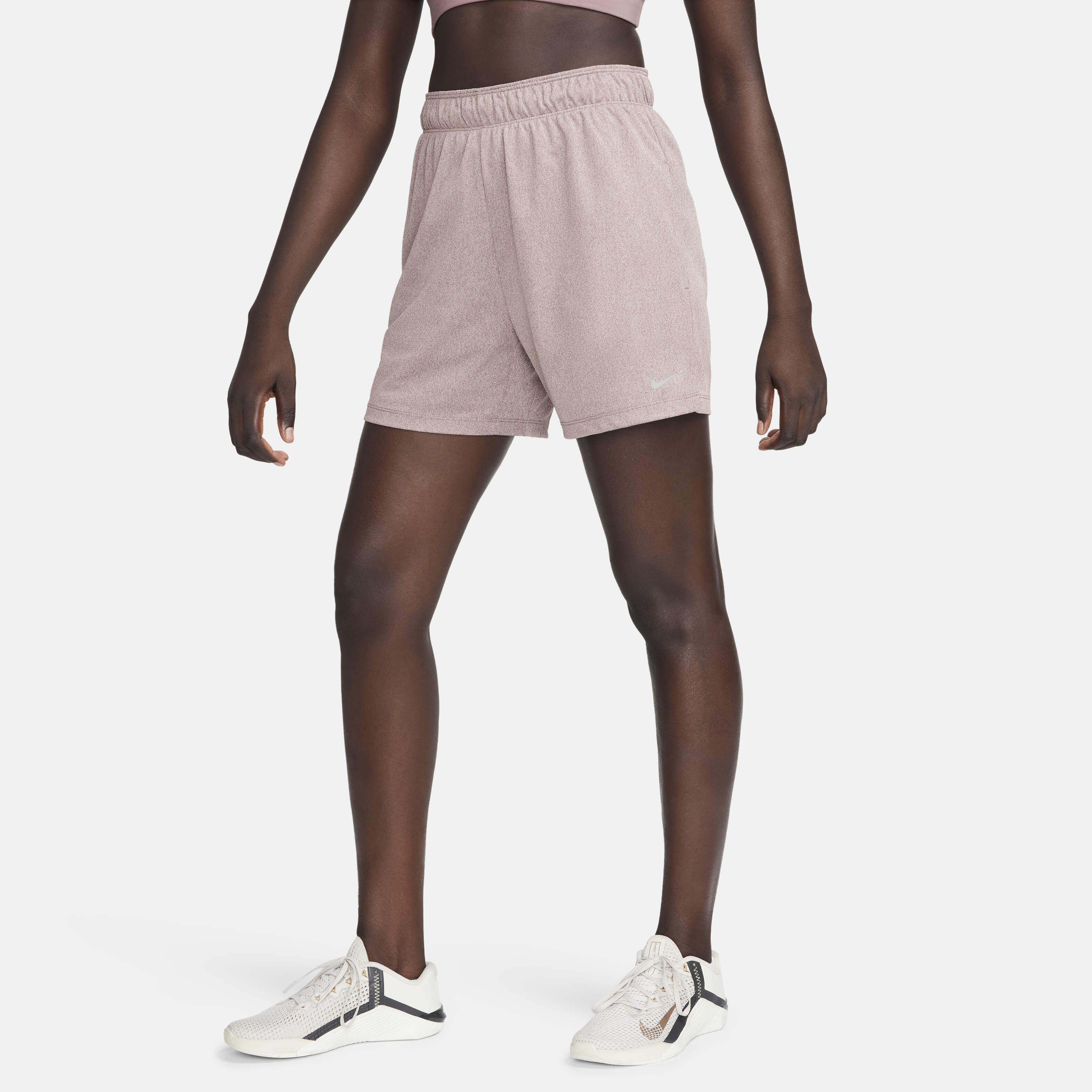Buy Nike Attack Women s Dri FIT Fitness Mid Rise 8cm approx. Unlined Shorts Smokey Mauve Heather Platinum Violet Nike Saudi Official