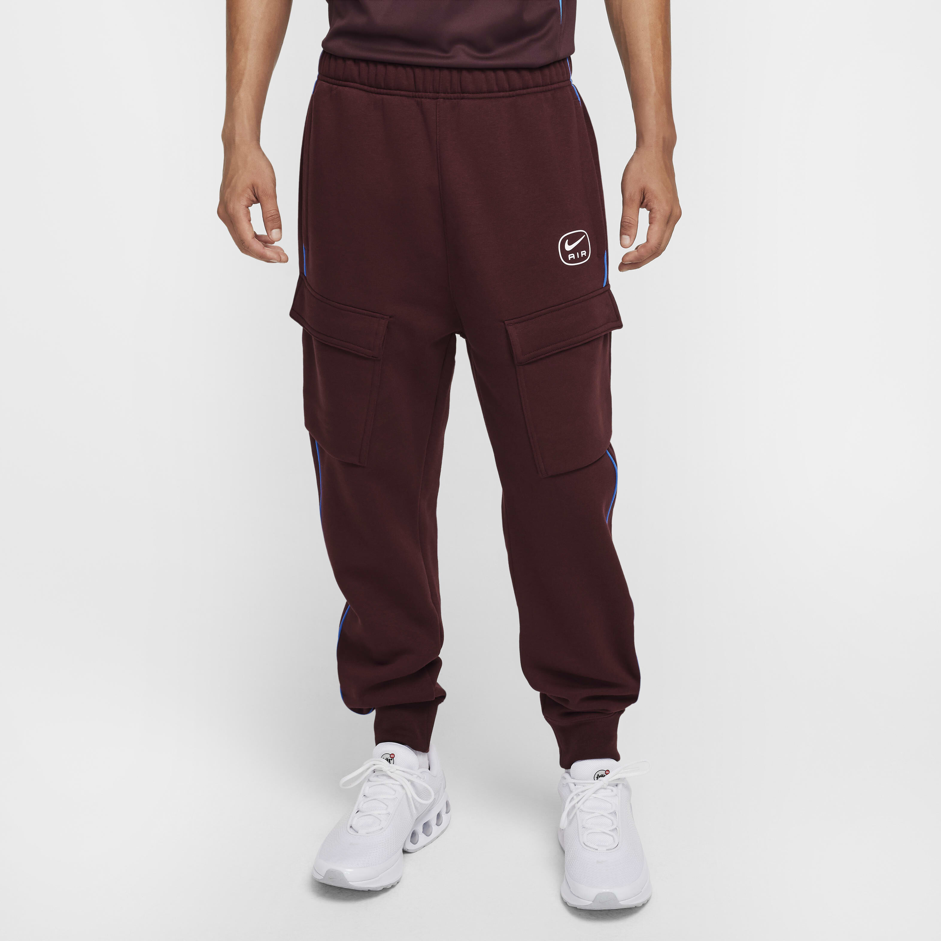 Buy Nike Air Men s Fleece Cargo Trousers Burgundy Crush White Nike Saudi Official