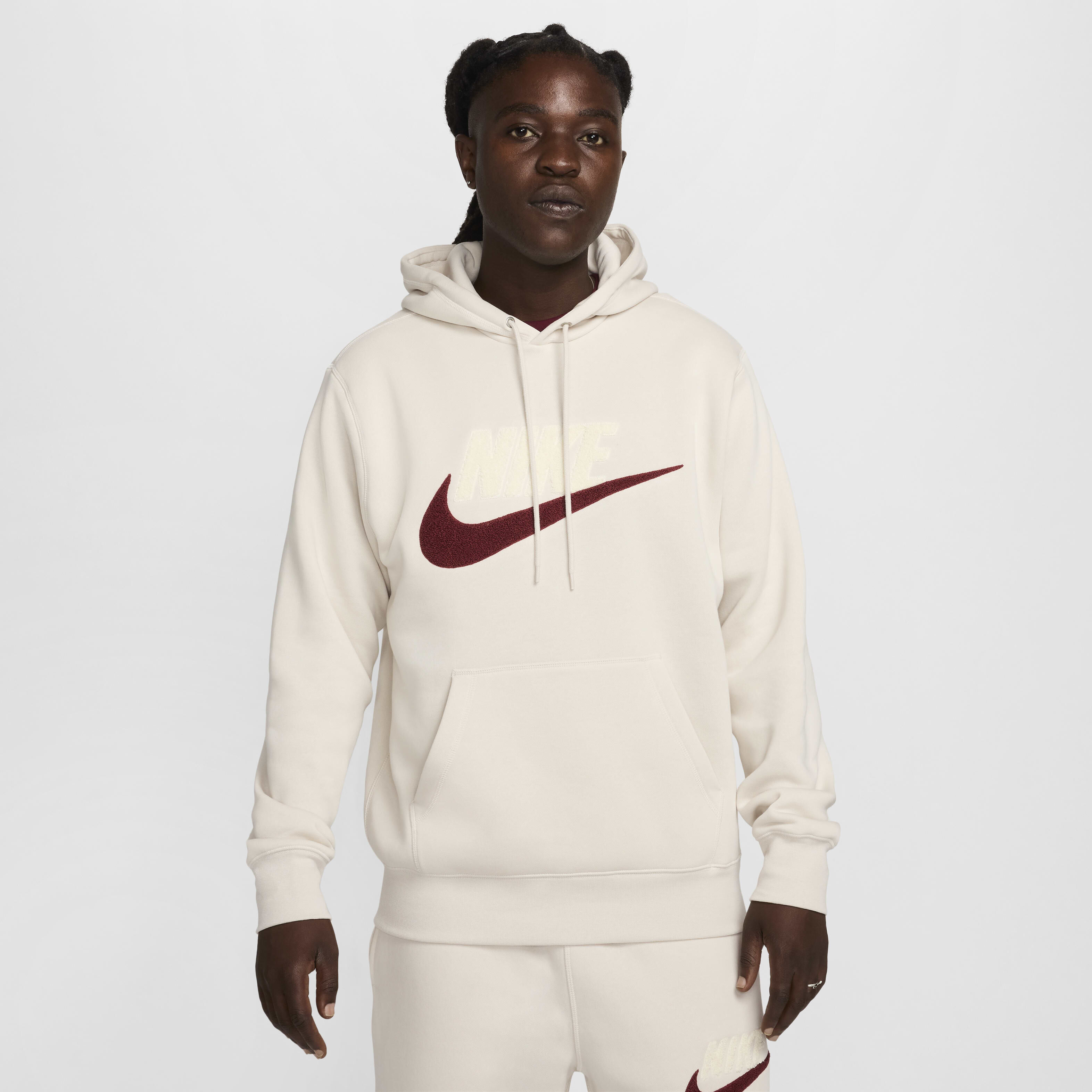 Nike club white swoosh logo hoodie top