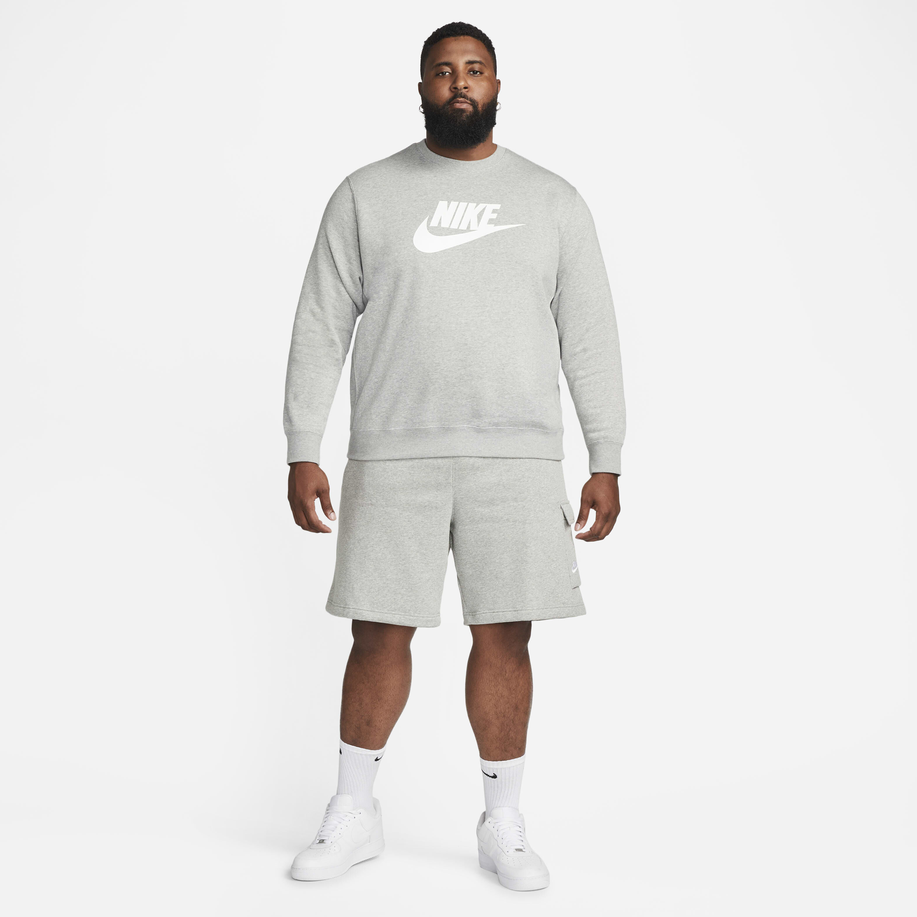 Buy Nike Sportswear Club Men s Cargo Shorts Dark Grey Heather Matte Silver White Nike Saudi Official