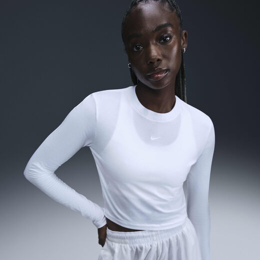 T-Shirts & Tops-Nike, Nike Sportswear Chill Knit, Women's Slim Long-Sleeve Cropped Top