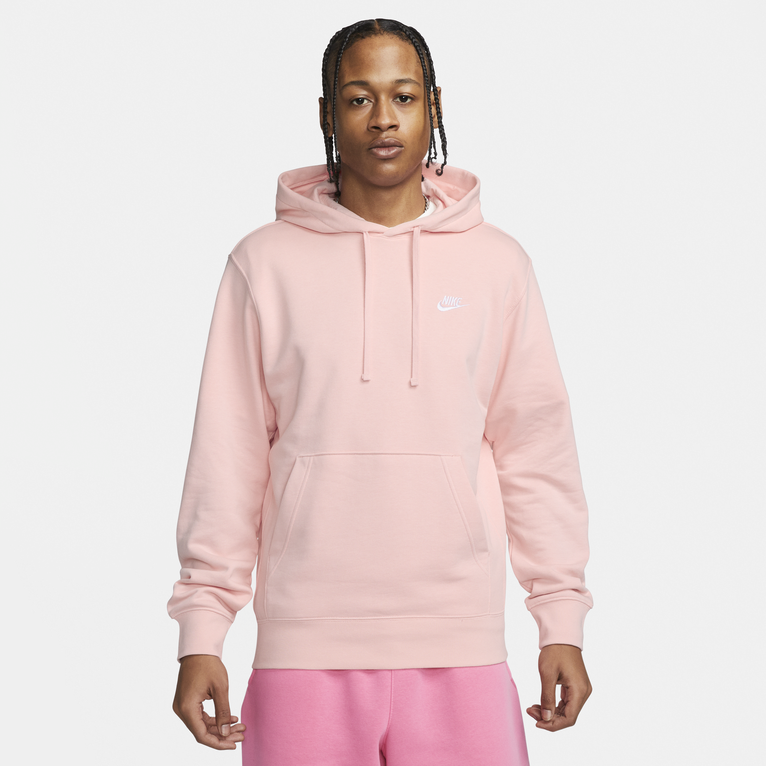 Nike sportswear club hot sale fleece hoodie pink