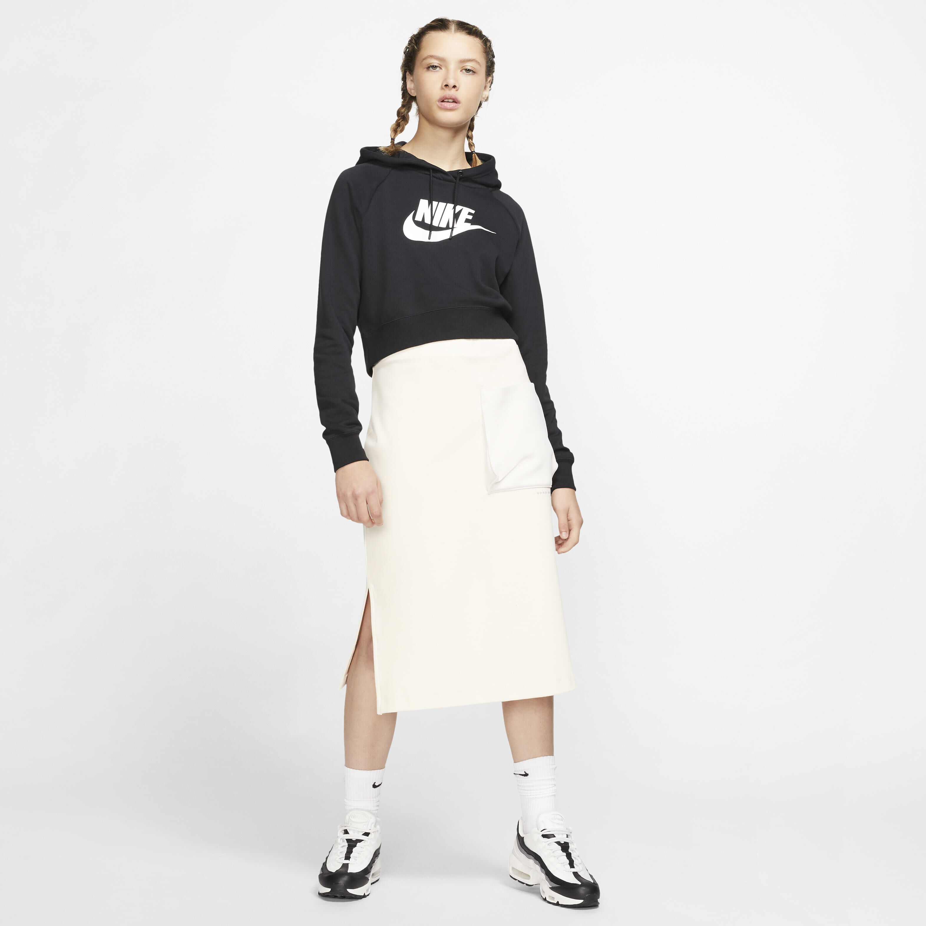 Nike sportswear essential cropped hoodie best sale