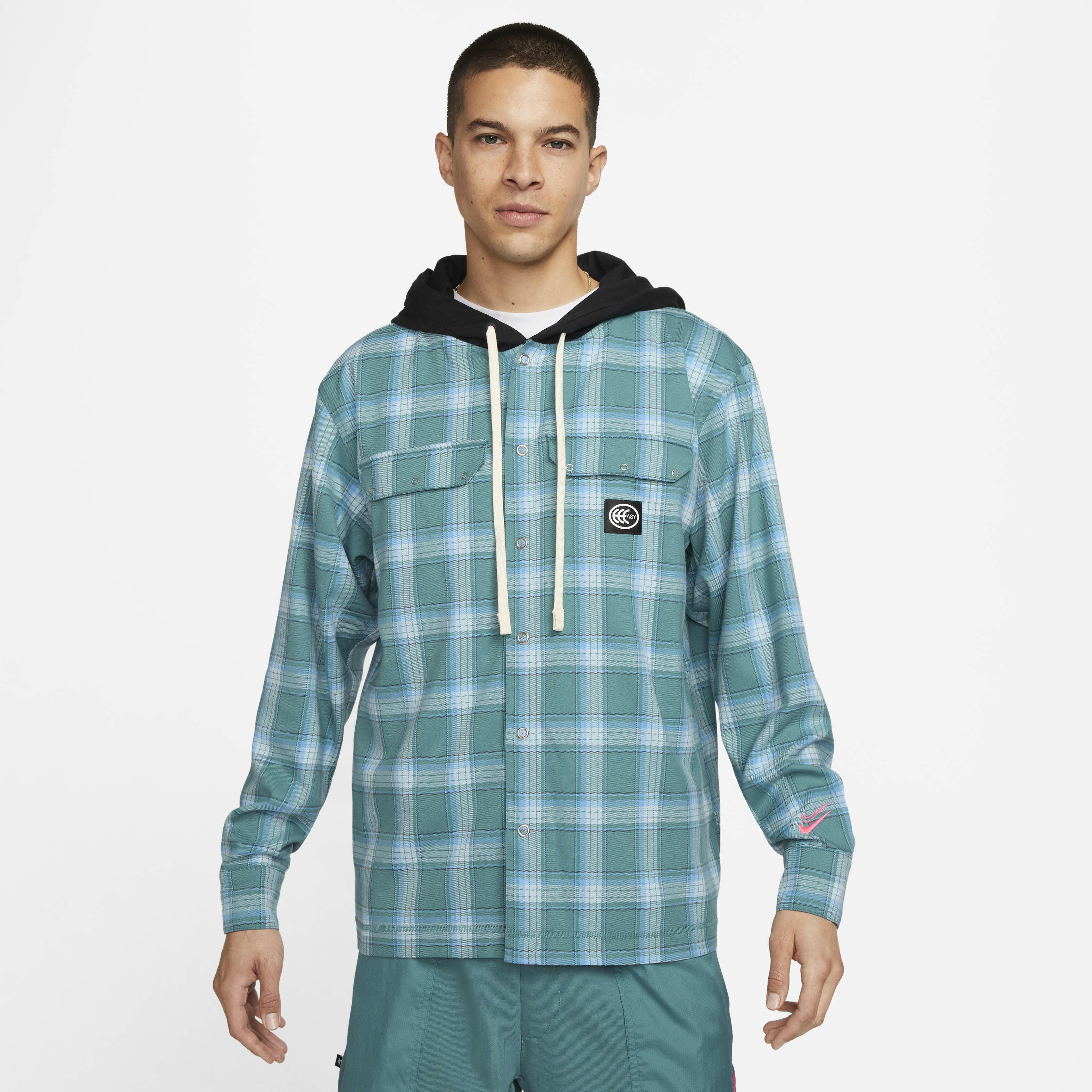 Buy Kevin Durant Men s Hooded Basketball Flannel Mineral Teal Black Pale Ivory Hot Punch Nike Saudi Official