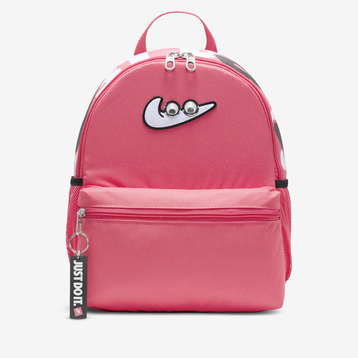 nike brasilia backpack mini pink zippered main compartment for the essentials and a smaller front pocket for the small stuff that you need to grab quickly Nike Brasilia JDI Kids' Mini