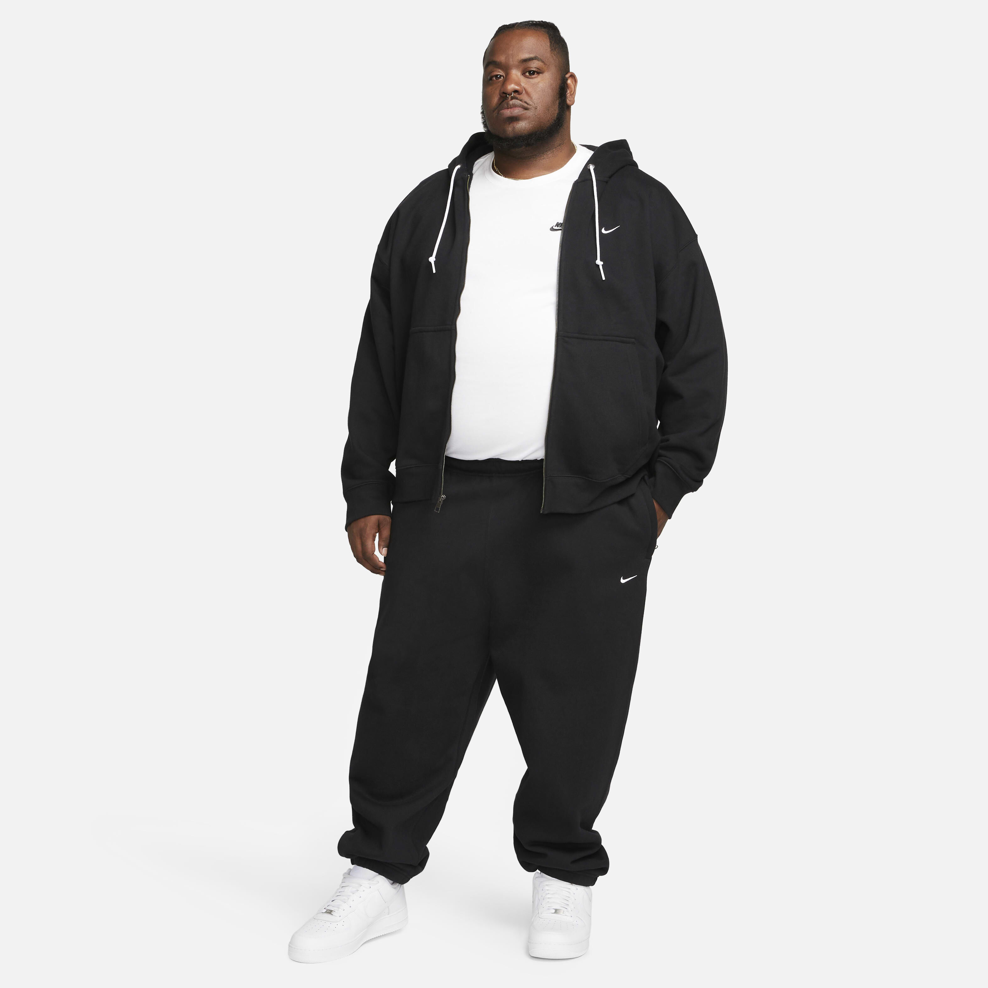 Buy Nike Solo Swoosh Men's Fleece Trousers - Black/White