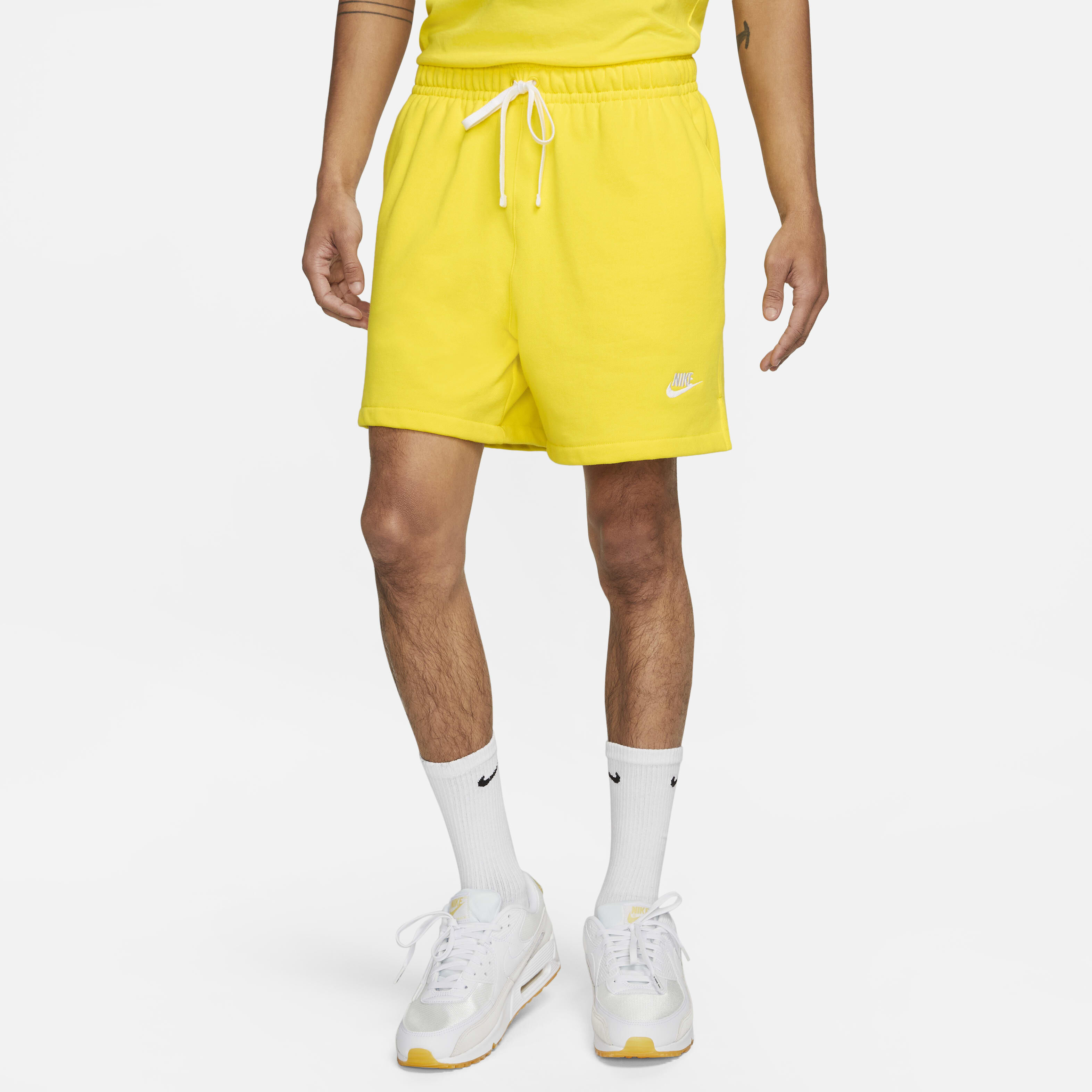Buy Nike Club Fleece Men s French Terry Flow Shorts Opti Yellow White White Nike Saudi Official