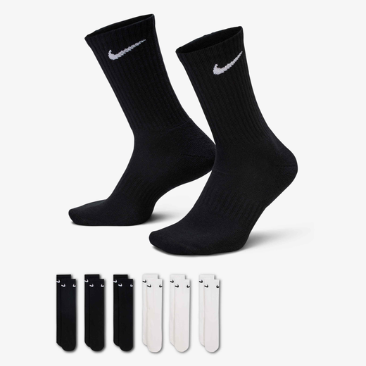 Women's Crew Socks-Nike, Nike Everyday Cushioned, Training Crew Socks (6 Pairs)