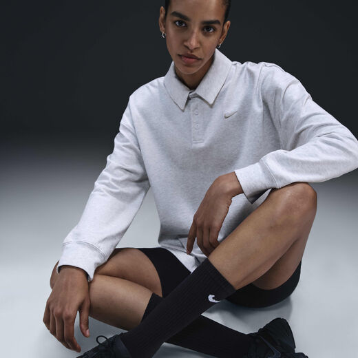 Women's Polos Sale-Nike, Nike Sportswear Essential, Women's Oversized Long-Sleeve Polo