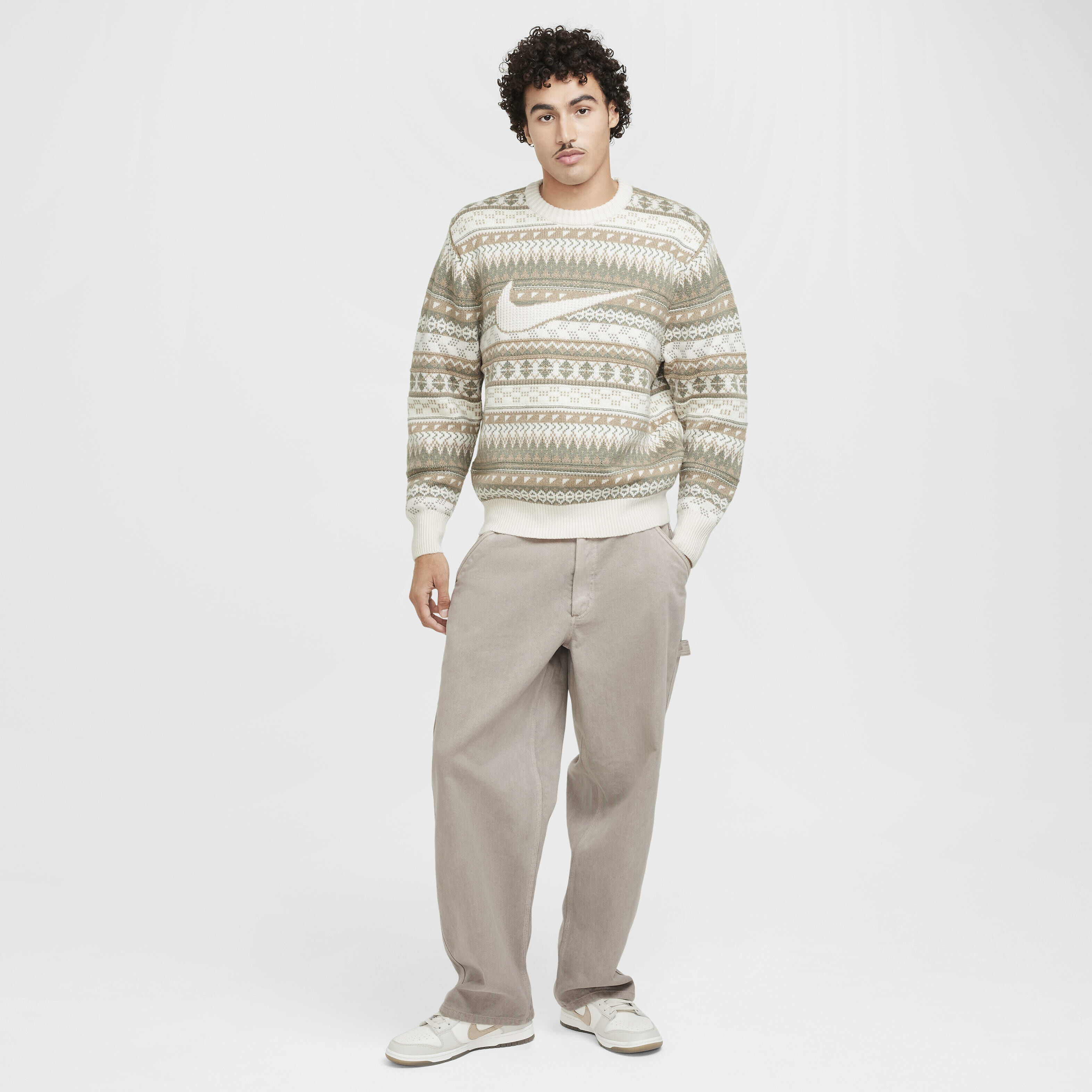 Buy Nike Life Men's Fair Isle Swoosh Jumper - Light Orewood