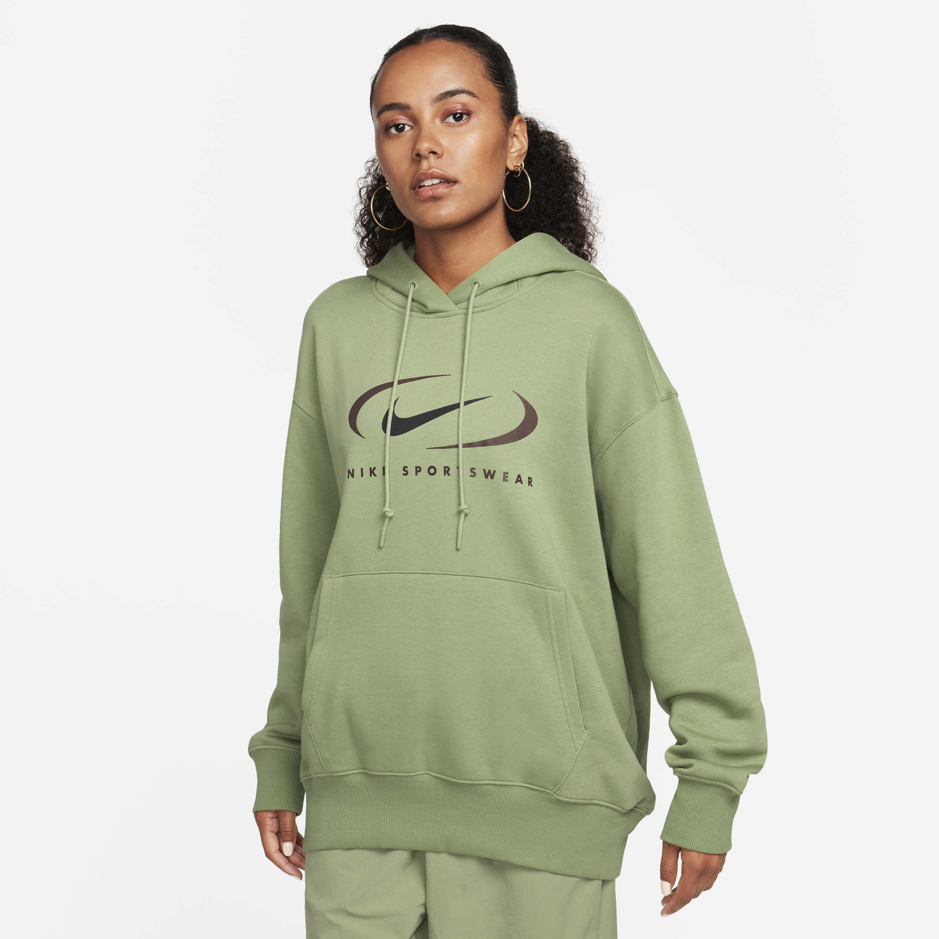 Buy Nike Sportswear Women s Oversized Fleece Pullover Hoodie Oil Green Nike Saudi Official