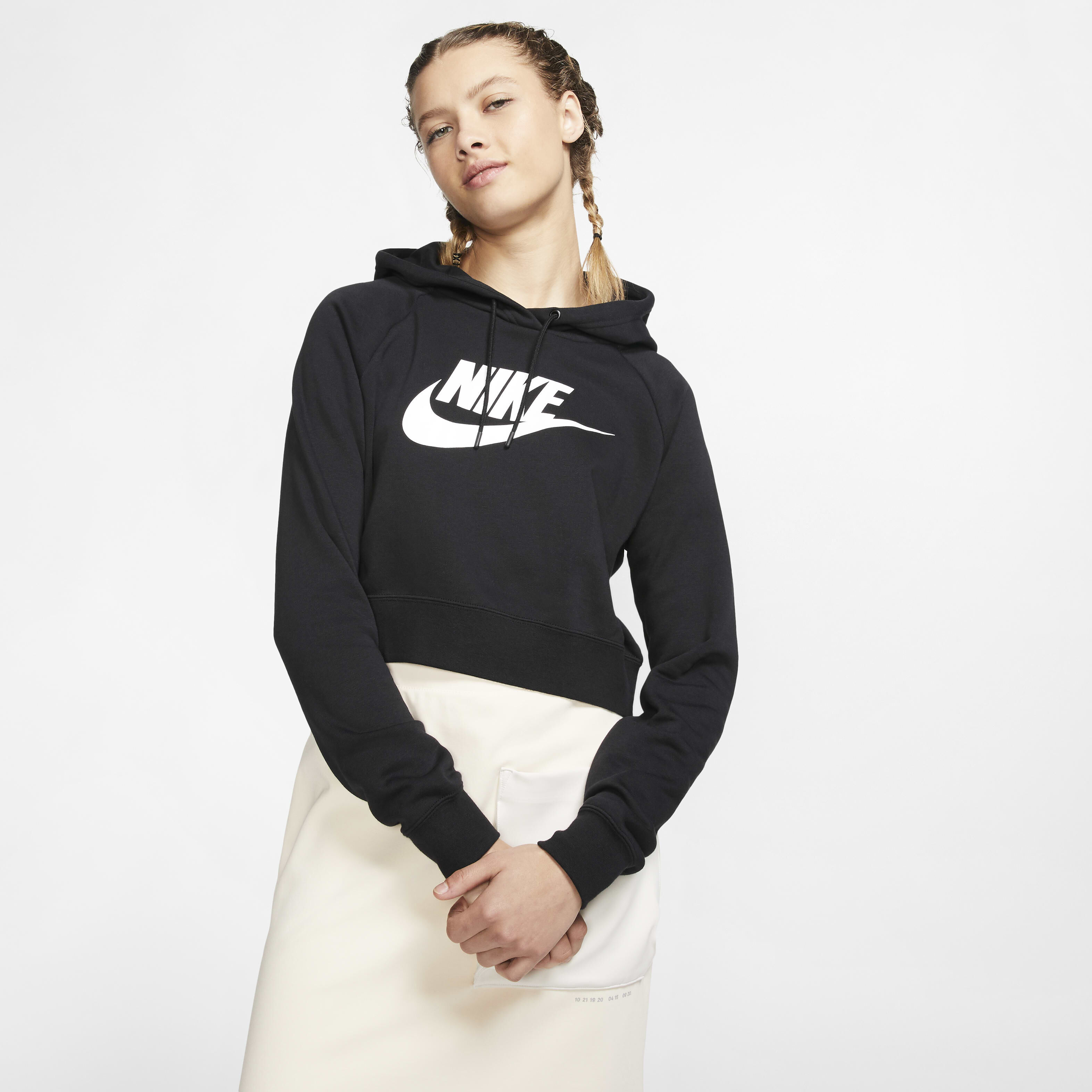 Nike cropped hoodie white best sale