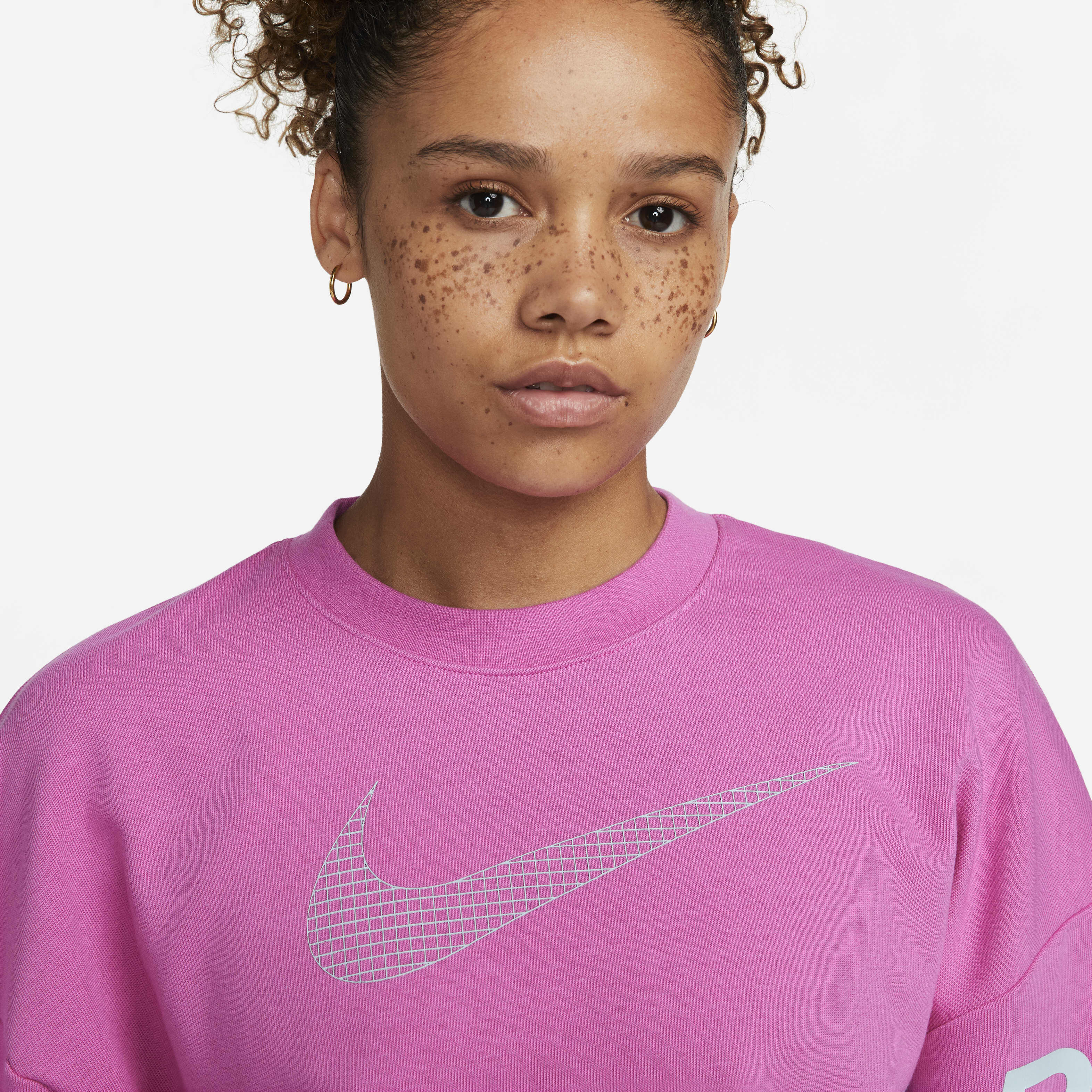 Buy Nike Dri FIT Get Fit Women s French Terry Graphic Crew Neck Sweatshirt Nike Saudi Official