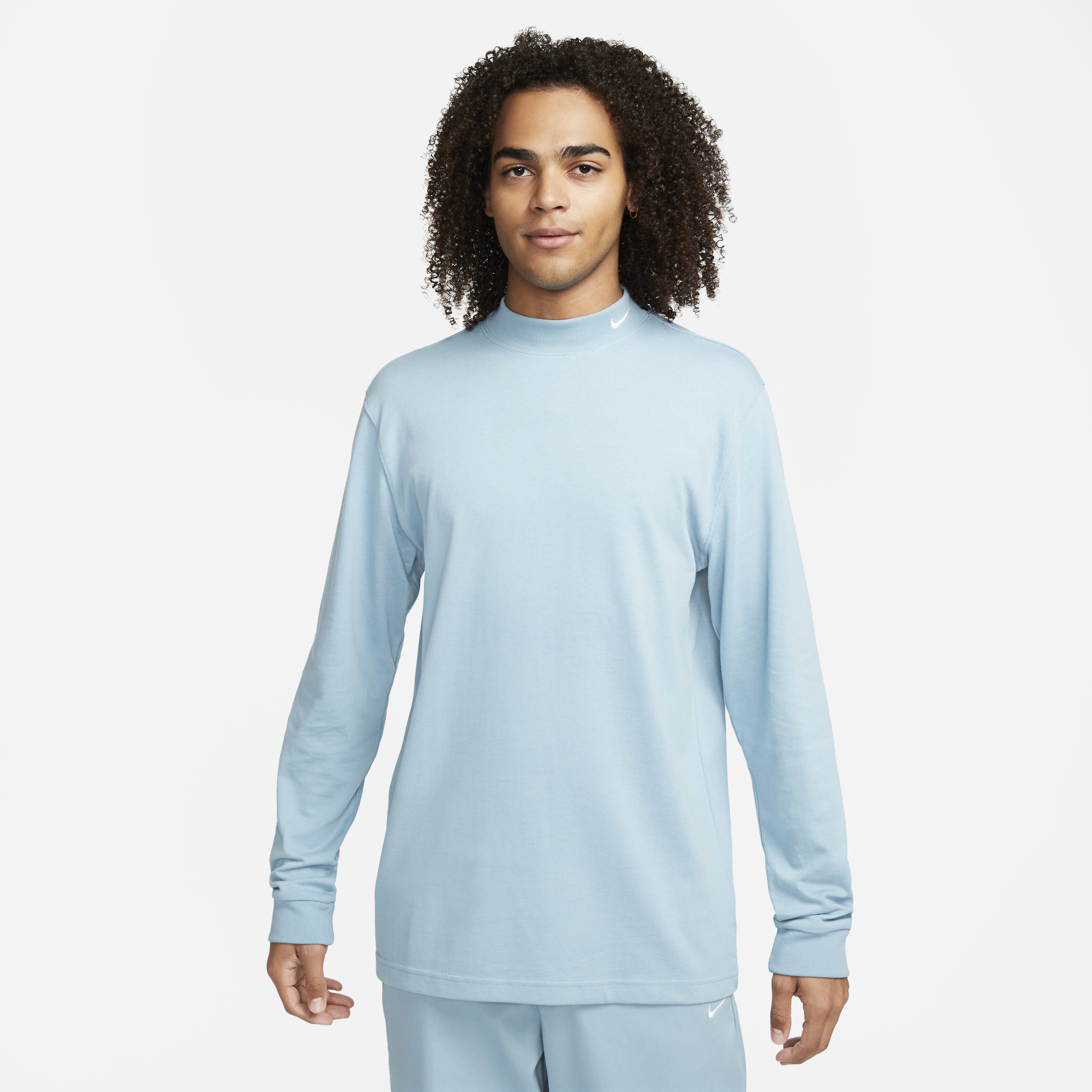 Buy Nike Life Men s Long Sleeve Mock Neck Top Worn Blue White Nike Saudi Official