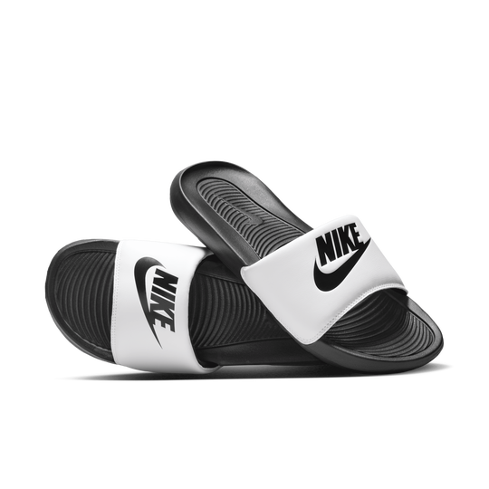 Nike white and black slides deals