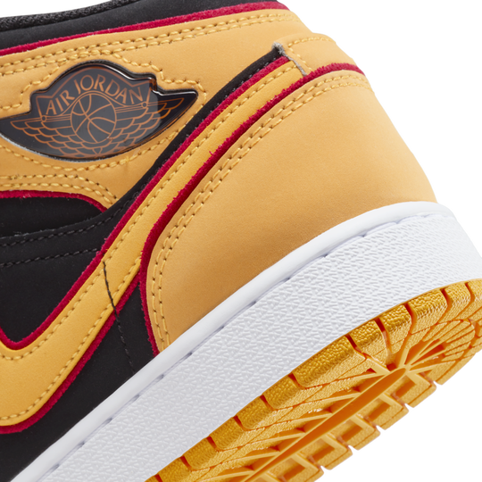 Air jordan 1 mid black yellow red deals