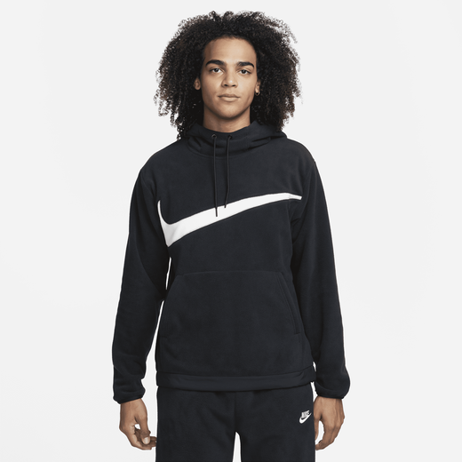 Black nike hoodie with big white swoosh top