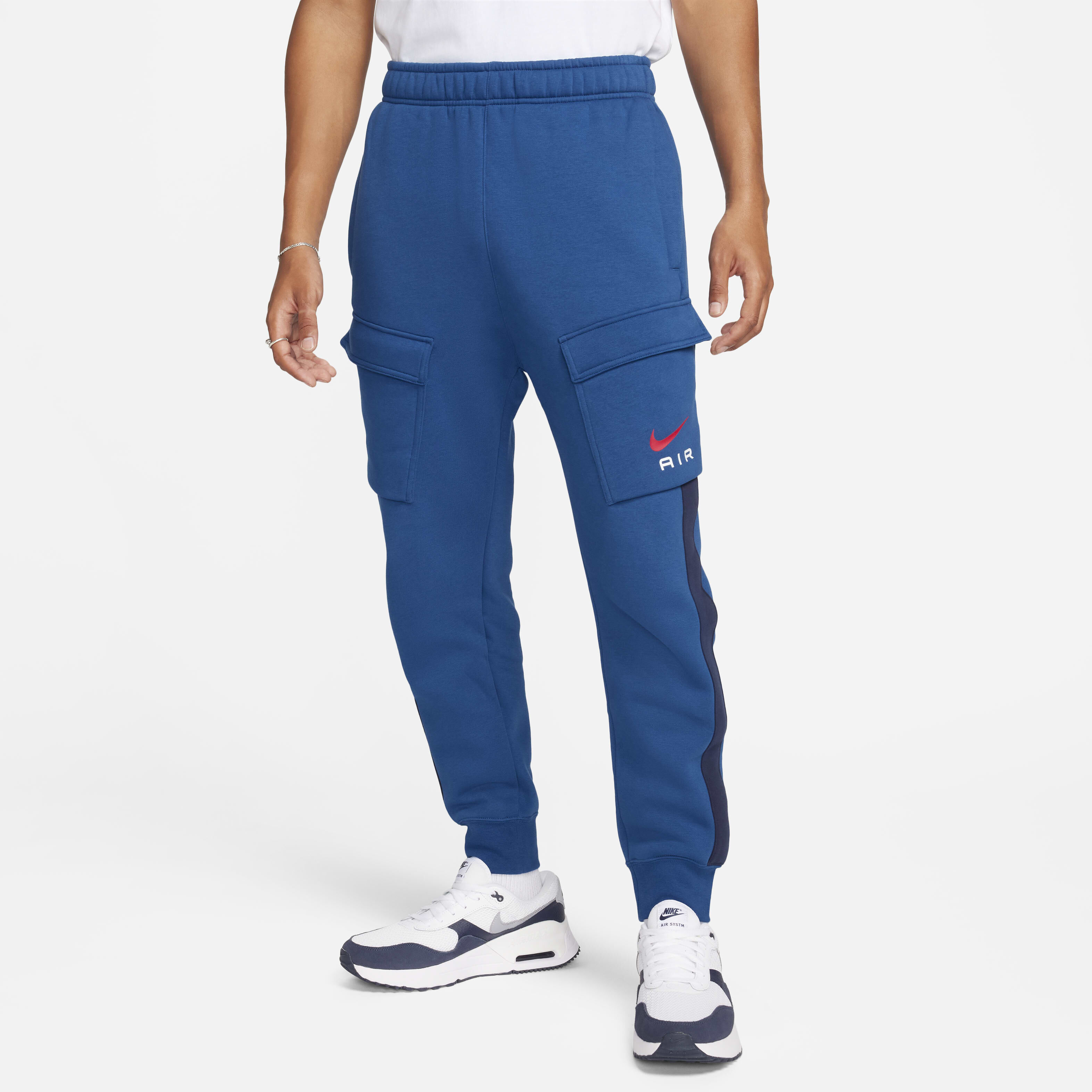 Buy Nike Air Men s Fleece Cargo Trousers Court Blue Obsidian Nike Saudi Official