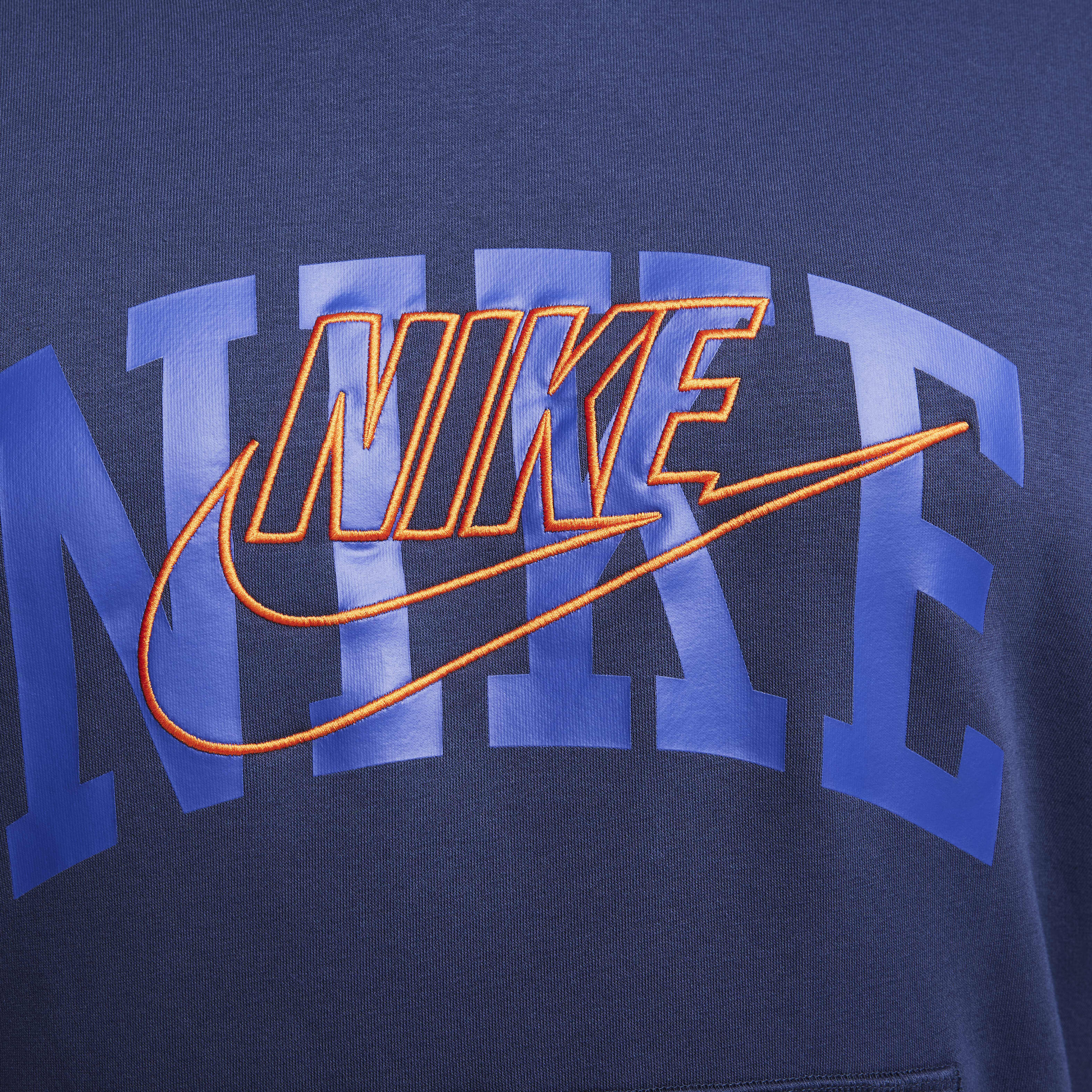 Buy Nike Club Fleece Men s Pullover Hoodie Midnight Navy Safety Orange Nike Saudi Official