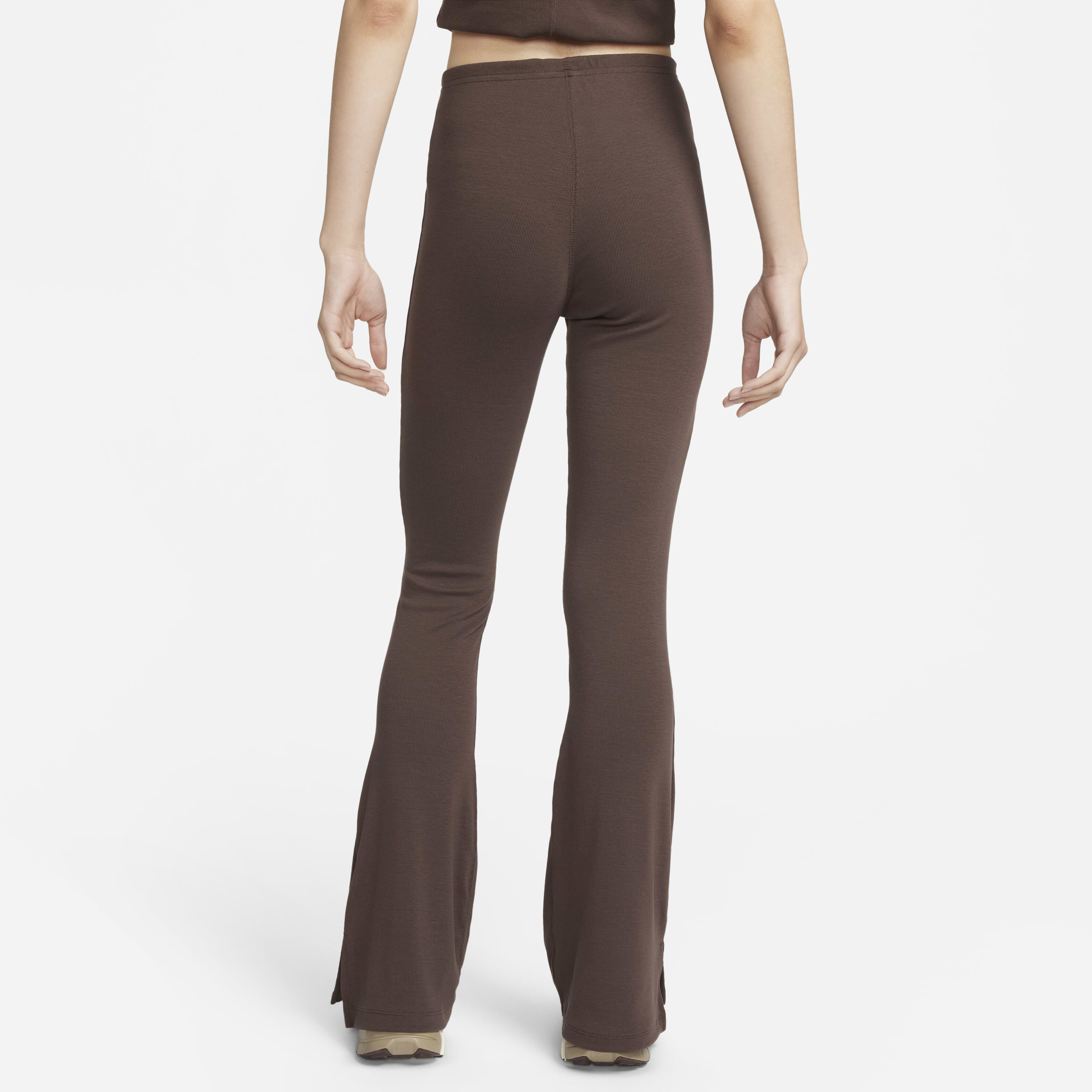 Buy Nike Sportswear Chill Knit Women s Tight Mini Rib Flared Leggings Baroque Brown Sail Nike Saudi Official