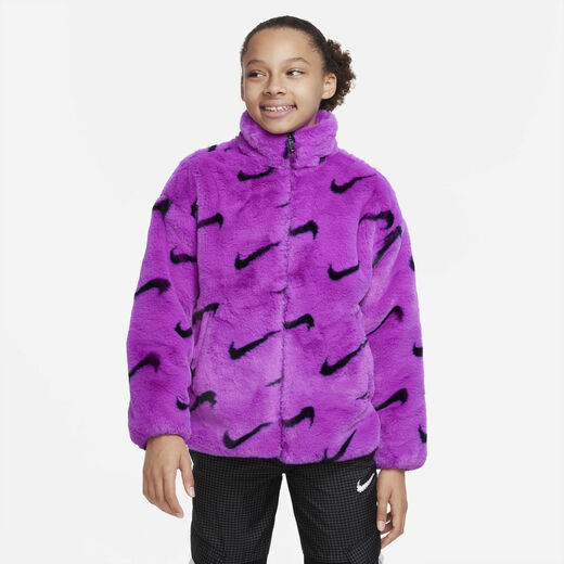 Swoosh-Nike, Nike Sportswear, Older Kids' Faux Fur Jacket Swoosh-Nike, Nike Sportswear, Older Kids' Faux Fur Jacket