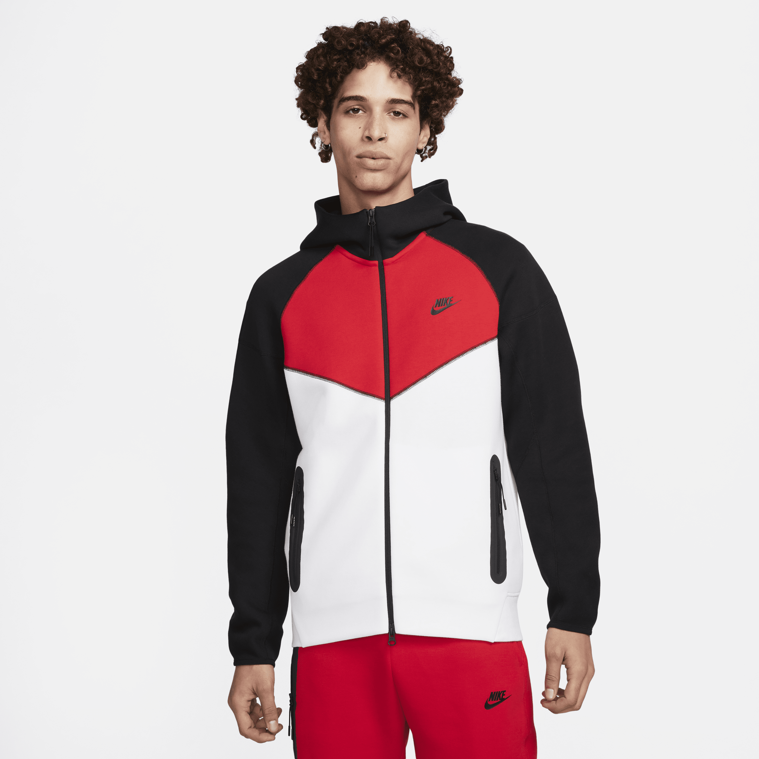 Red nike tech fleece jacket sale