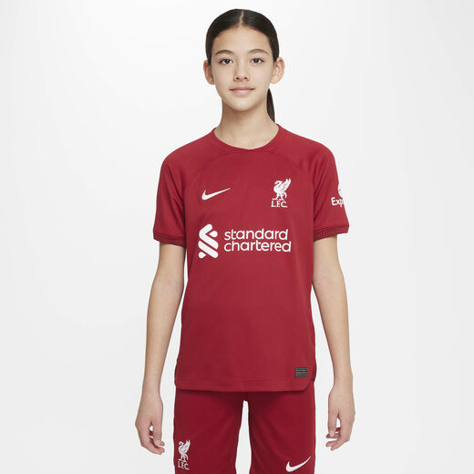 Kits & Jerseys-Nike, Liverpool F.C. 2022/23 Stadium Home, Older Kids' Nike Dri-FIT Football Shirt