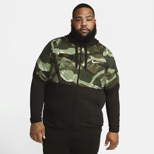 Shop Dri FIT Fleece Men s Full Zip Camo Fitness Hoodie Nike KSA