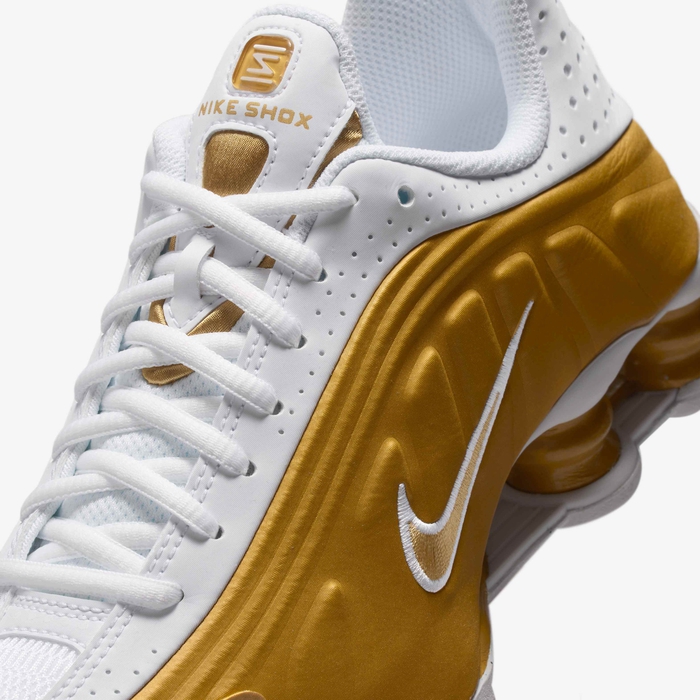 Buy Nike Shox R4 Older Kids' Shoes Metallic Gold/White/Metallic