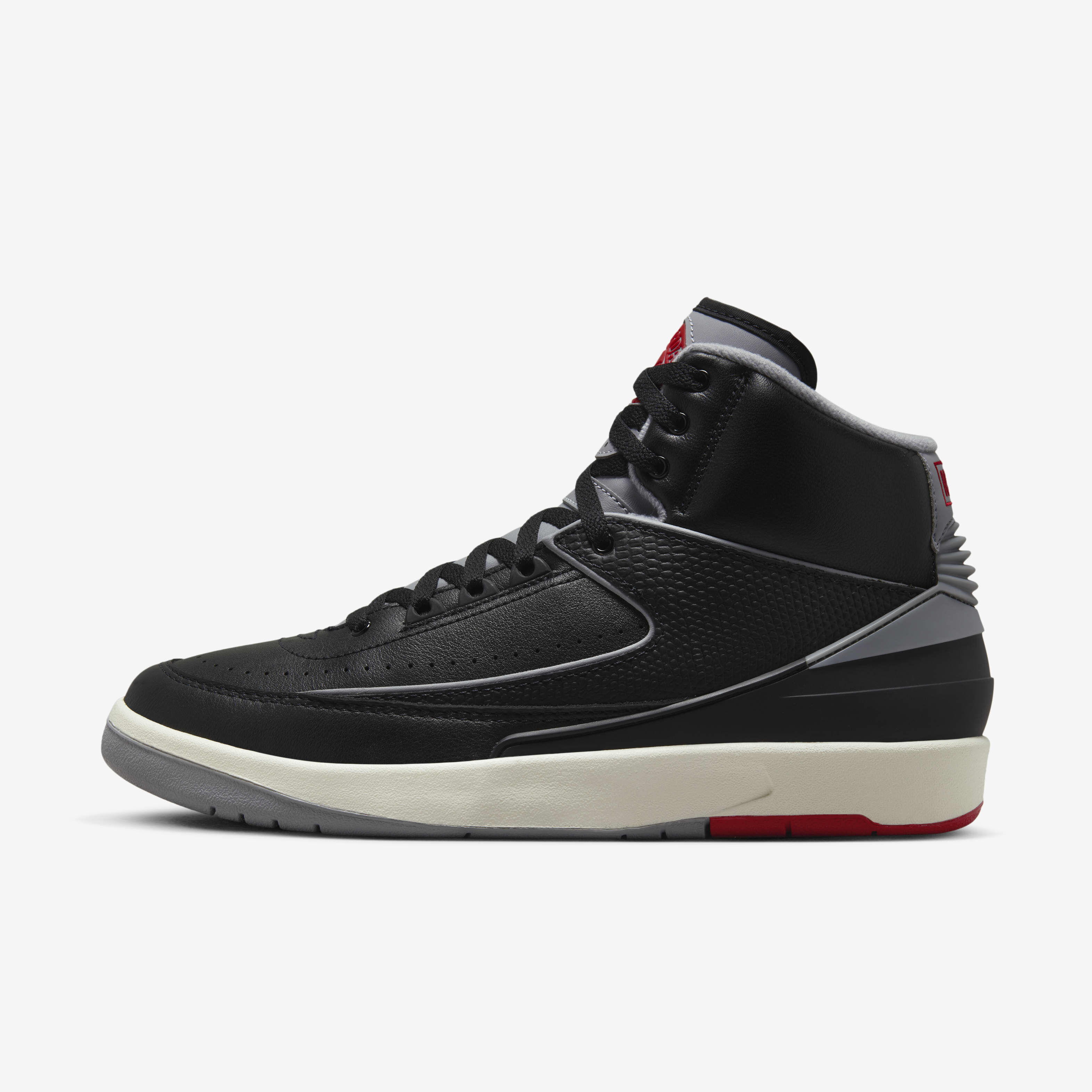 Buy Air Jordan 2 Retro Men s Shoes Black Fire Red Sail Cement Grey Nike Saudi Official
