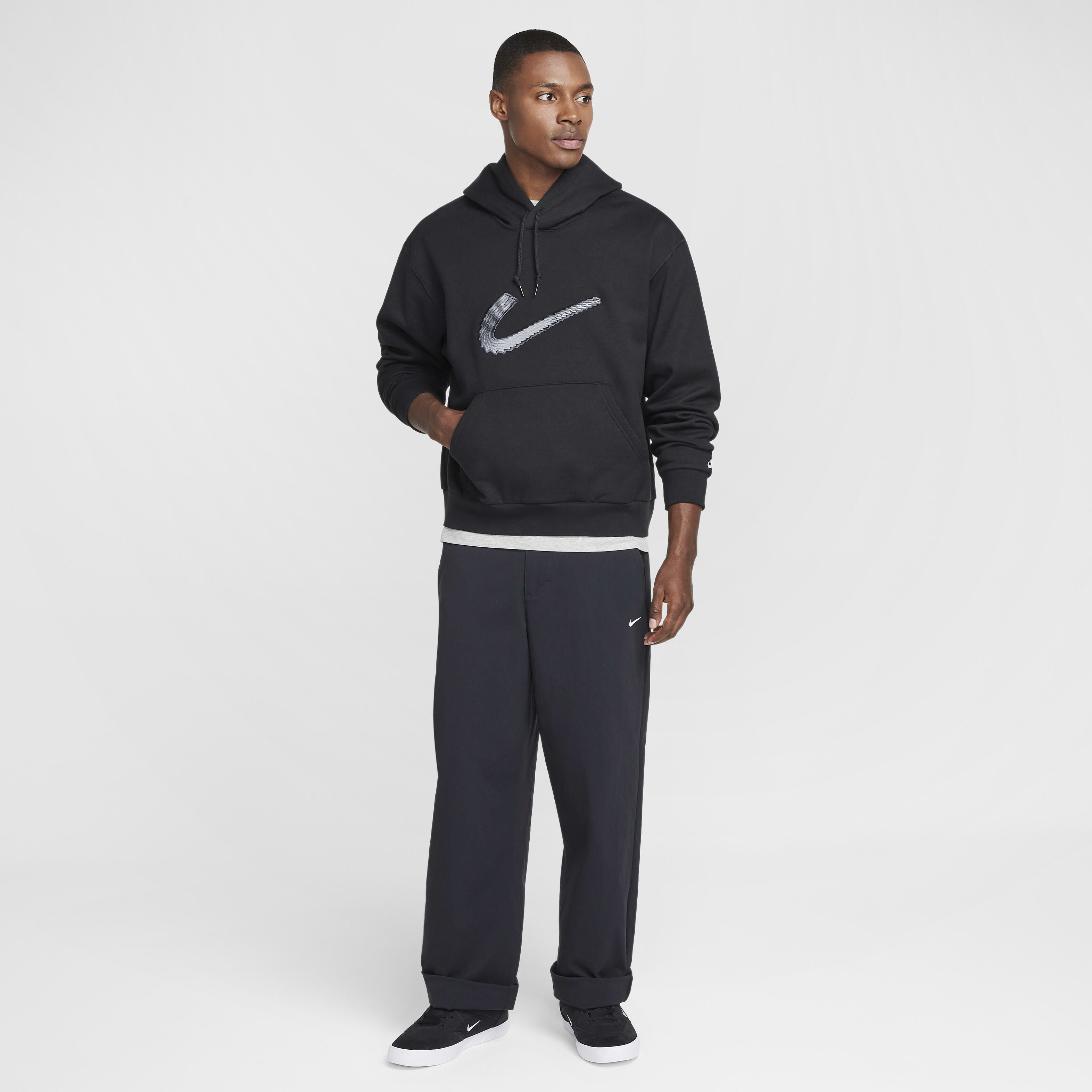Buy Nike SB Skate Fleece Pull-Over Hoodie - Black/White