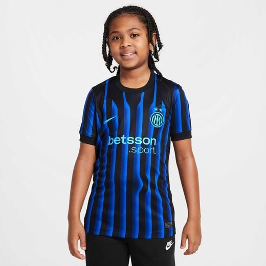 New In Kids' Clothing-Nike, Inter Milan 2025/26 Stadium Home, Older Kids' Nike Dri-FIT Football Replica Shirt