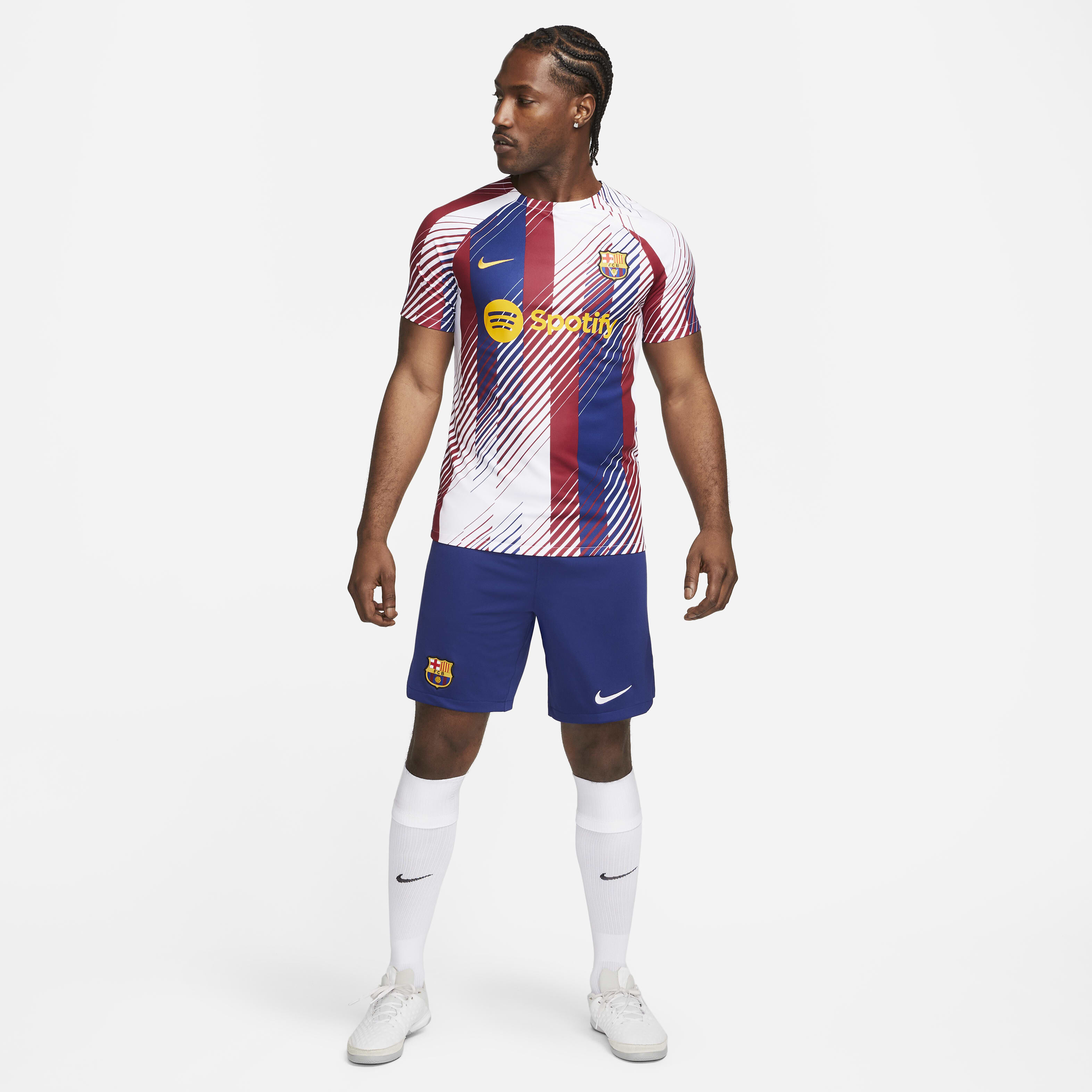 Buy F.C. Barcelona Academy Pro Men s Nike Dri FIT Pre Match Football Top White White Noble Red University Gold Nike Saudi Official