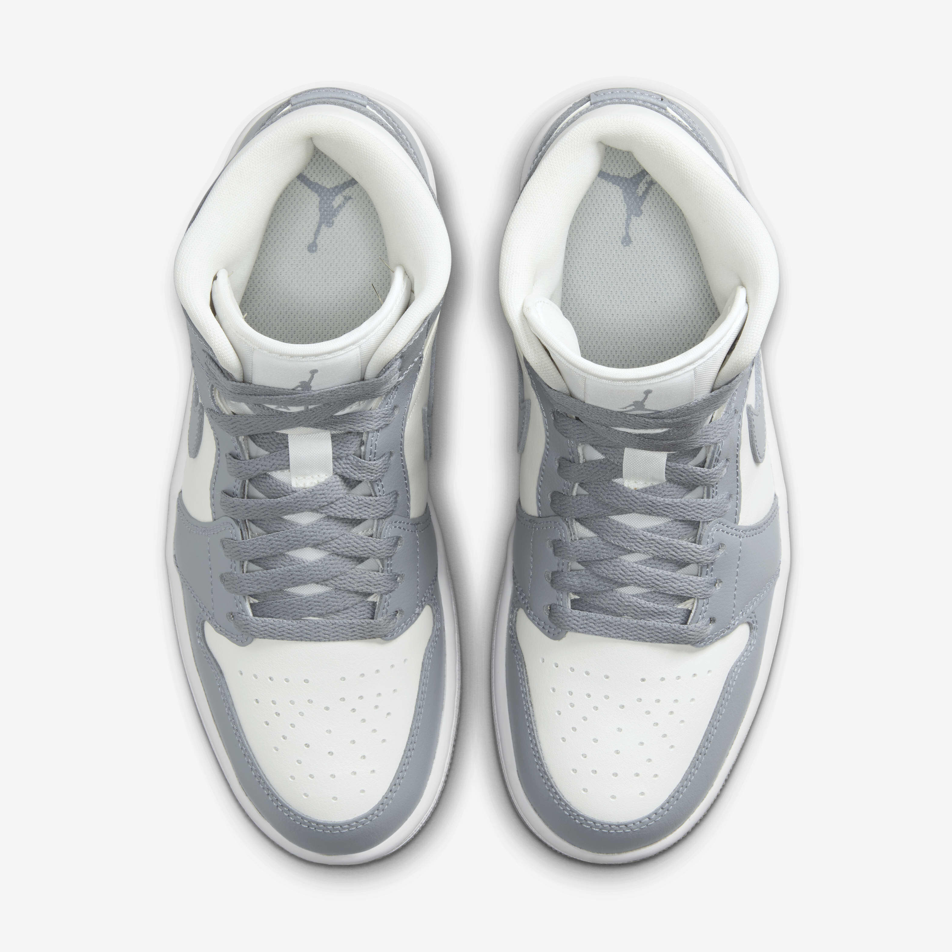 靴 Nike Women's Air Jordan 1 Mid \"Grey/Sail Air Jordan 1 Mid Grey Sail Womens | BQ6472-115 | Laced