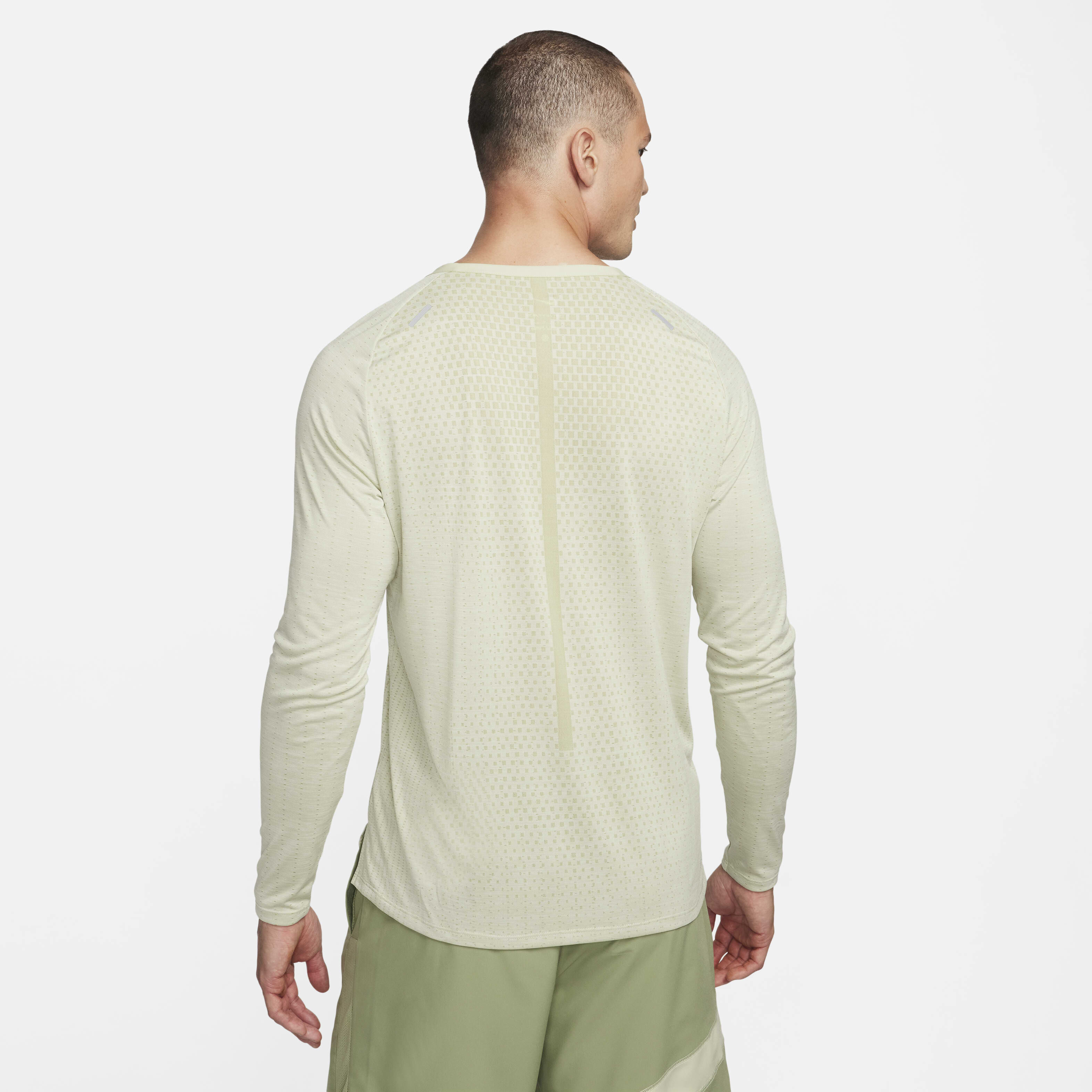 Buy Nike TechKnit Men s Dri FIT ADV Long sleeve Running Top Olive Aura Sea Glass Nike Saudi Official