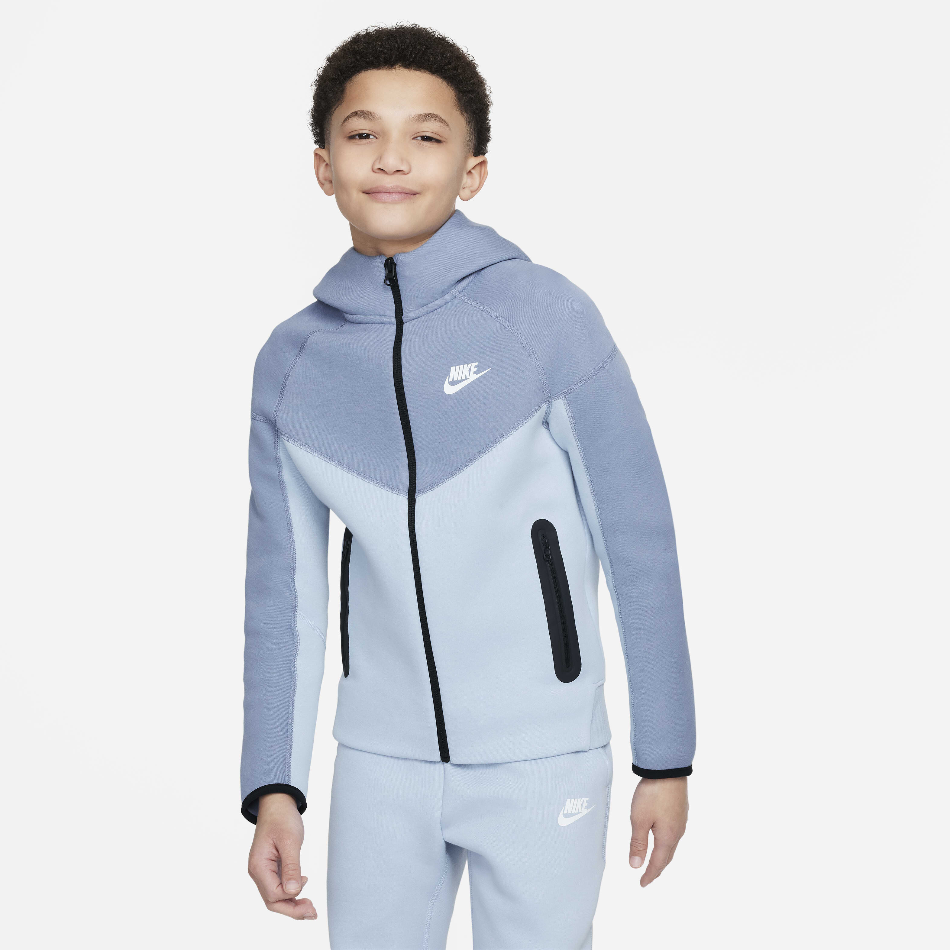 Buy Nike Sportswear Tech Fleece Older Kids Boys Full Zip Hoodie Ashen Slate Light Armoury Blue Black White Nike Saudi Official