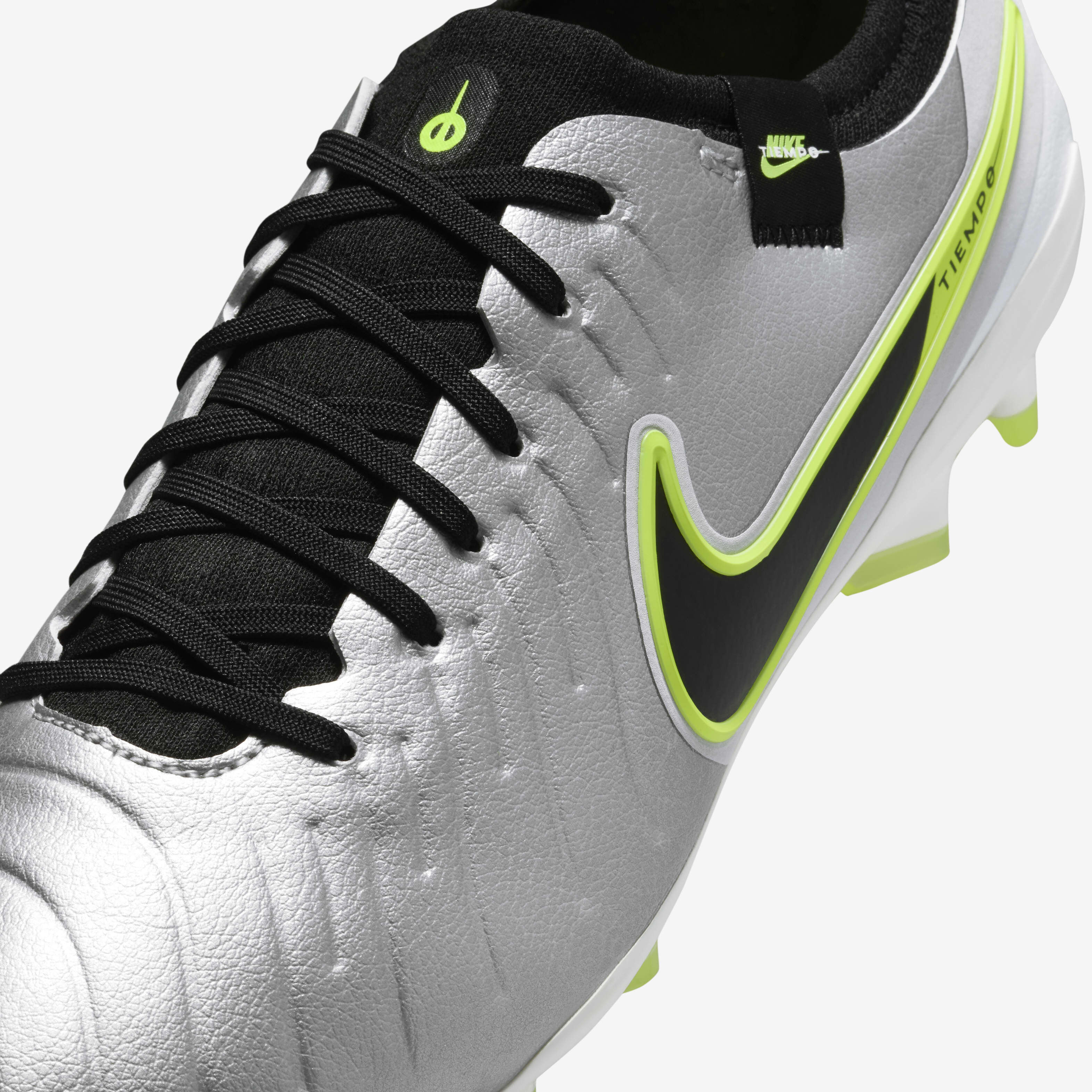 Buy Nike Tiempo Legend 10 Pro Firm Ground Low Top Football Boot Metallic Silver Volt Black Nike Saudi Official