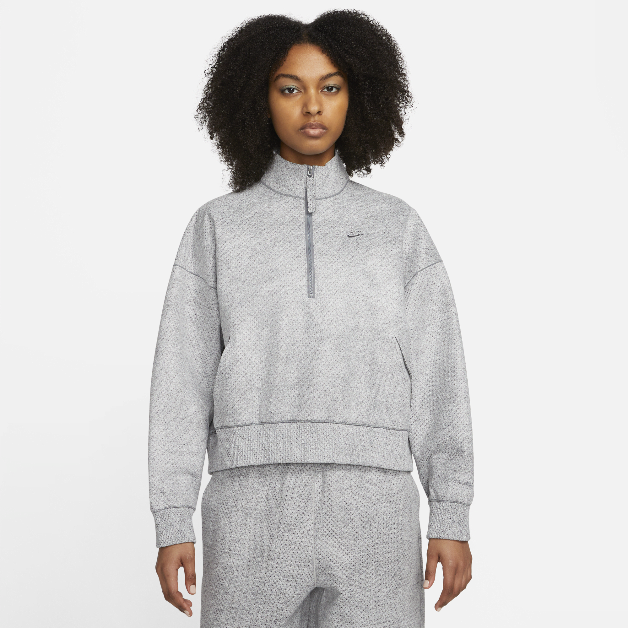 Grey nike half zip hotsell women's