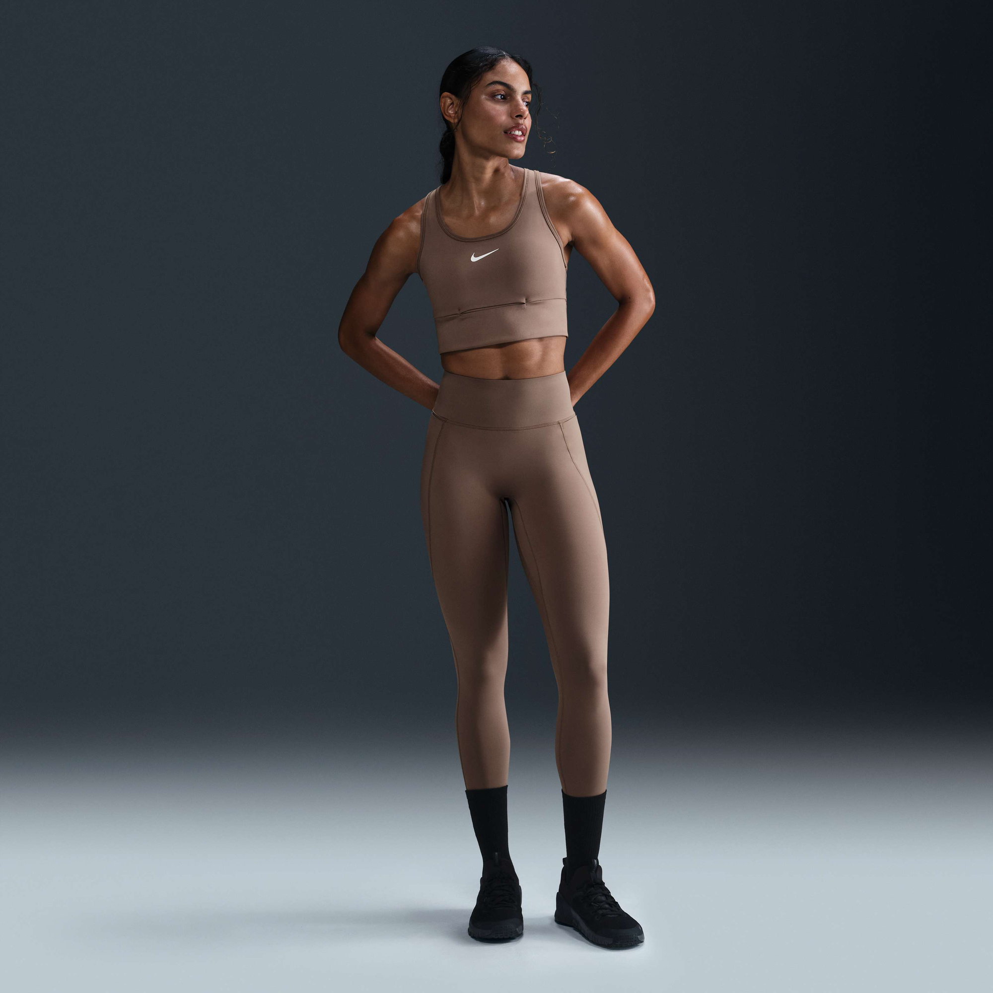 ボトムスその他 Nike SS25 LEGGINGS HIGH WAIST (FN3226 233) Nike | One High Waisted Leggings - Mink Brown/Black | The