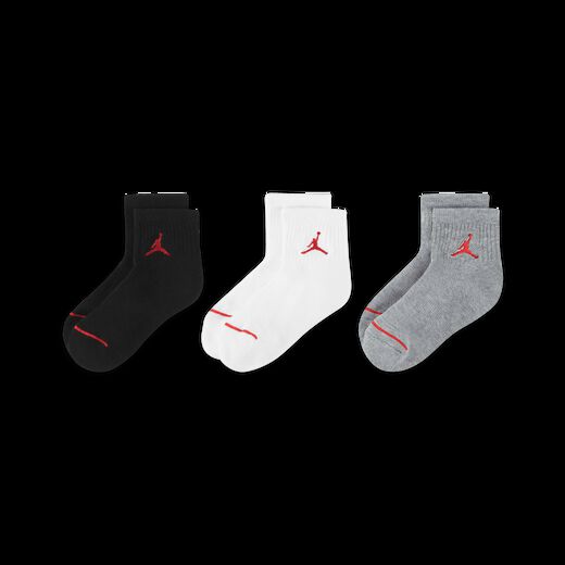 Kids' Socks-JRDN, Jordan Jumpman Quarter-Length Socks (3 Pairs), Little Kids Socks